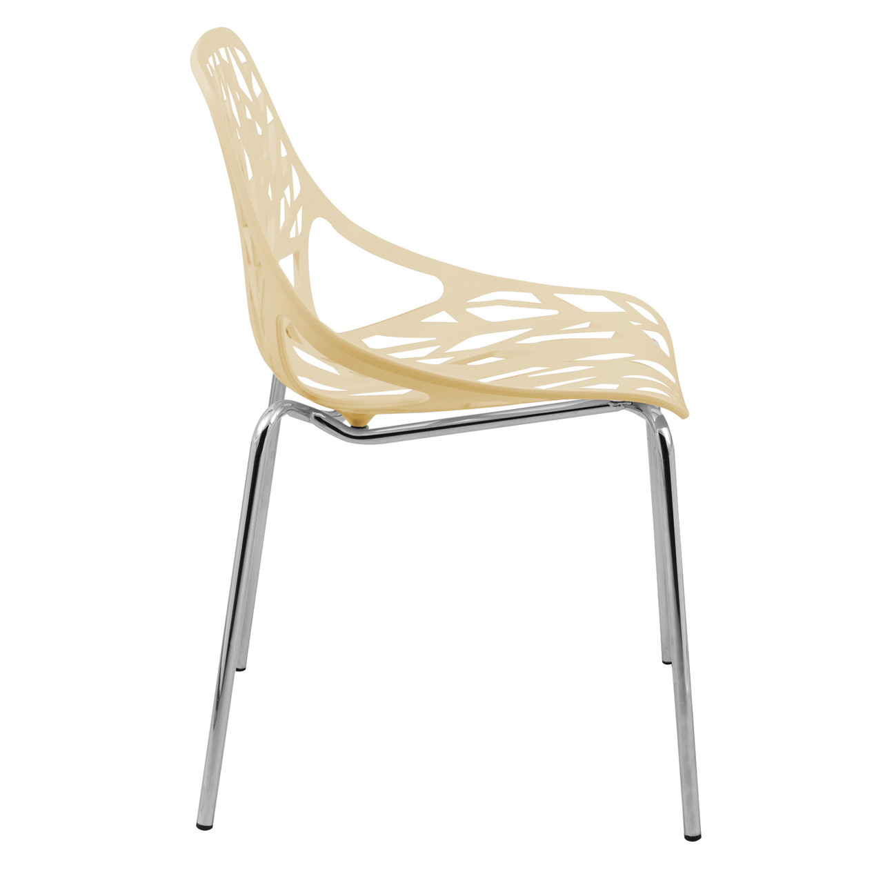 Beige Plastic Chair With Chromed Metal Legs-PP Chair