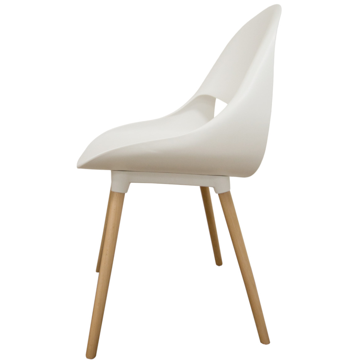 Ergonomic White Plastic Kitchen Chair With Wood Feet-PP Chair