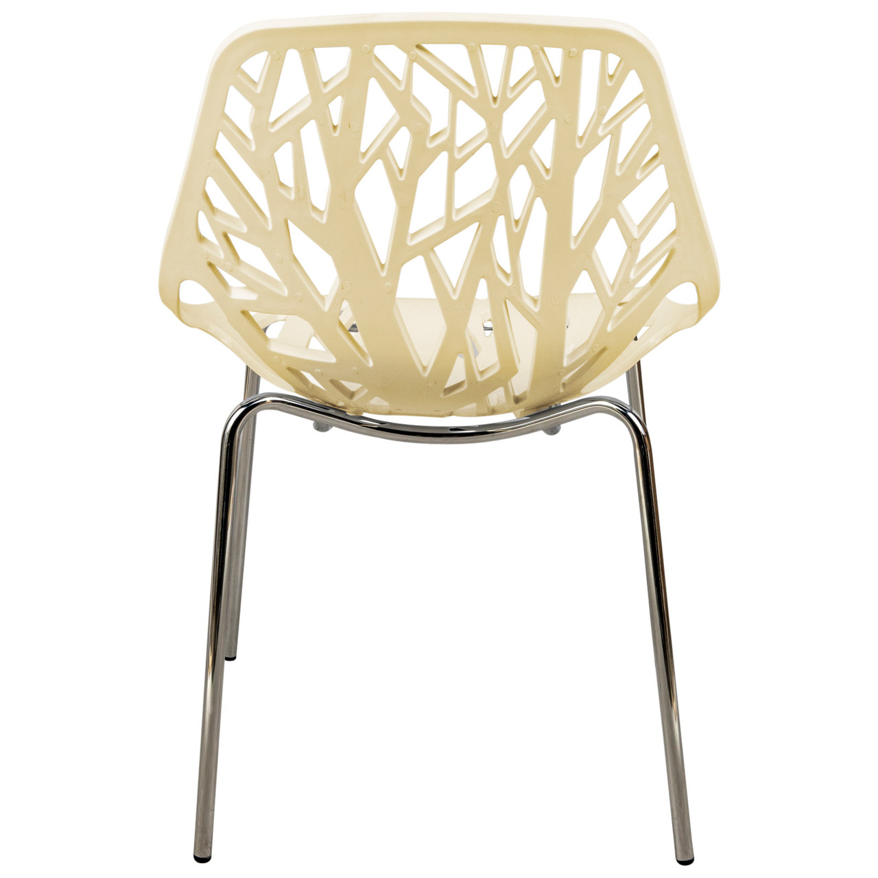 Beige Plastic Chair With Chromed Metal Legs-PP Chair