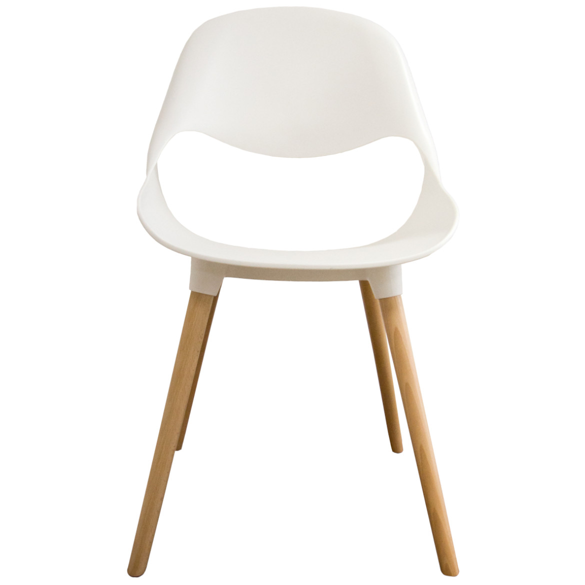 Ergonomic White Plastic Kitchen Chair With Wood Feet-PP Chair