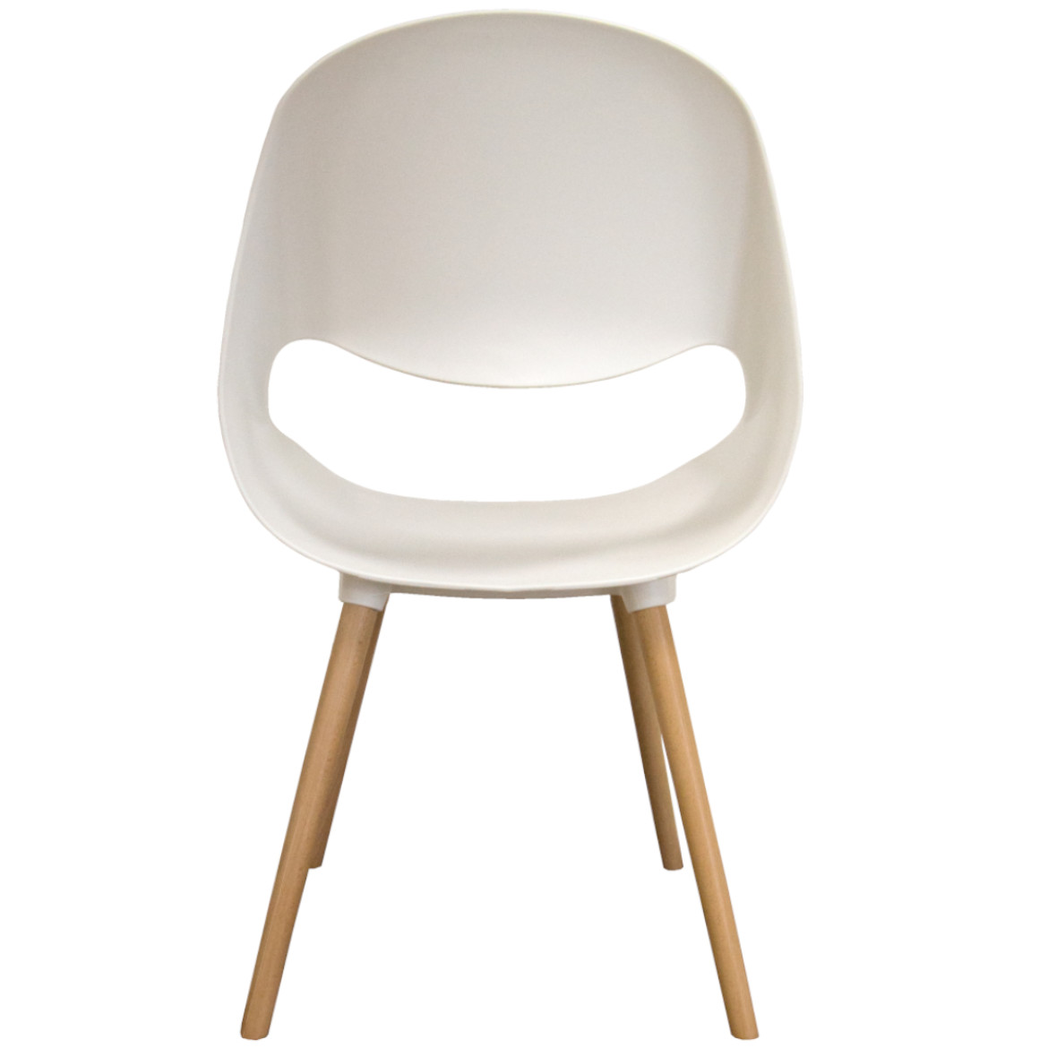Ergonomic White Plastic Kitchen Chair With Wood Feet-PP Chair