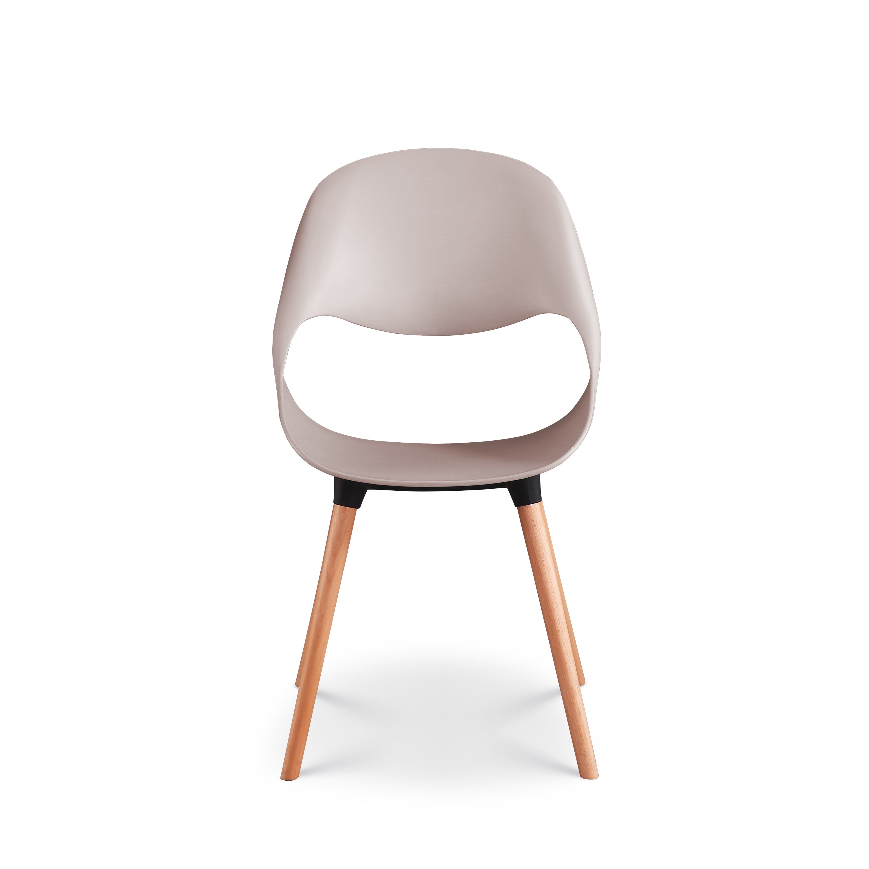 Ergonomic Taupe Plastic Kitchen Chair With Wood Feet-PP Chair