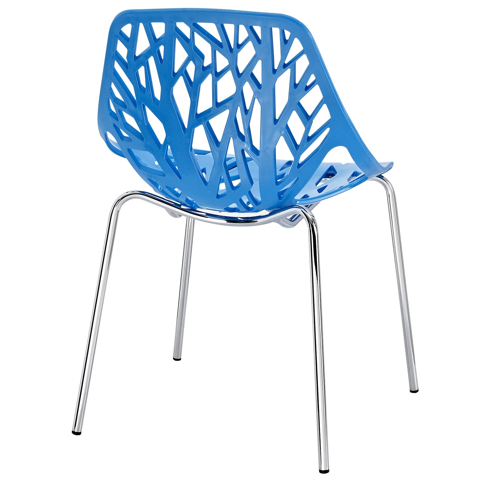 Blue Plastic Chair With Chromed Metal Legs-PP Chair