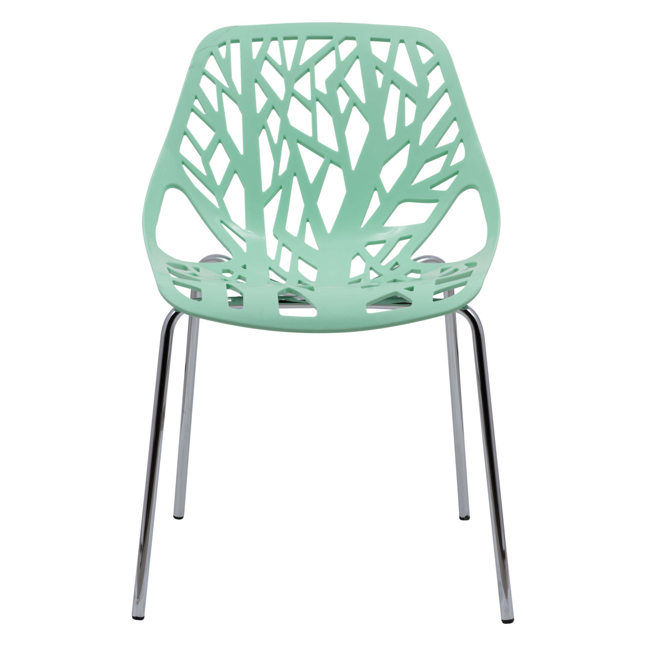 Light Green Plastic Chair With Chromed Metal Legs-PP Chair