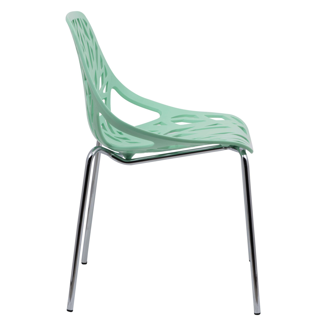 Light Green Plastic Chair With Chromed Metal Legs-PP Chair