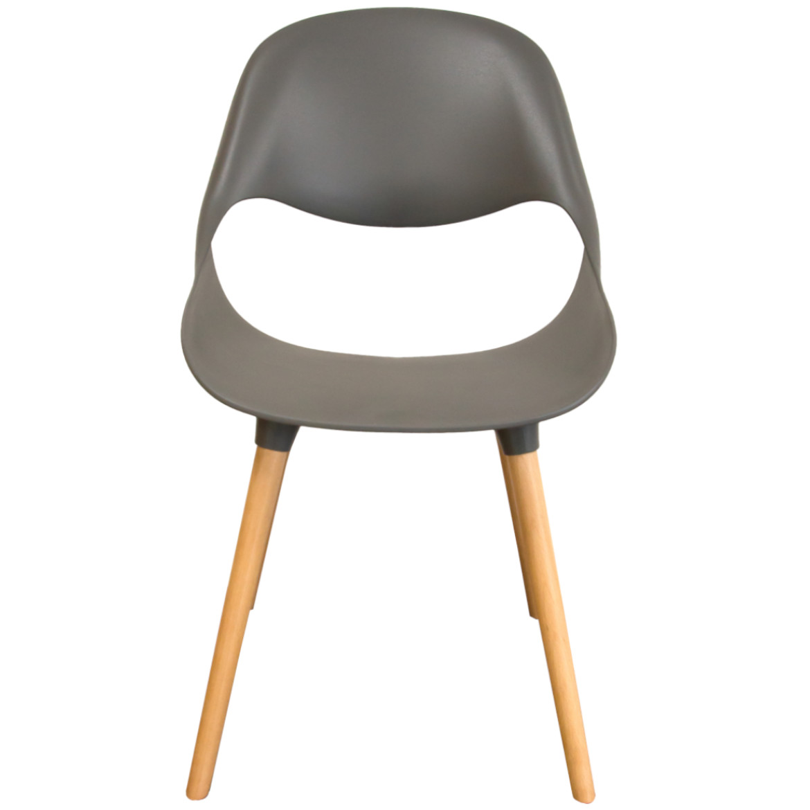 Ergonomic Dark Grey Plastic Kitchen Chair With Wood Feet-PP Chair