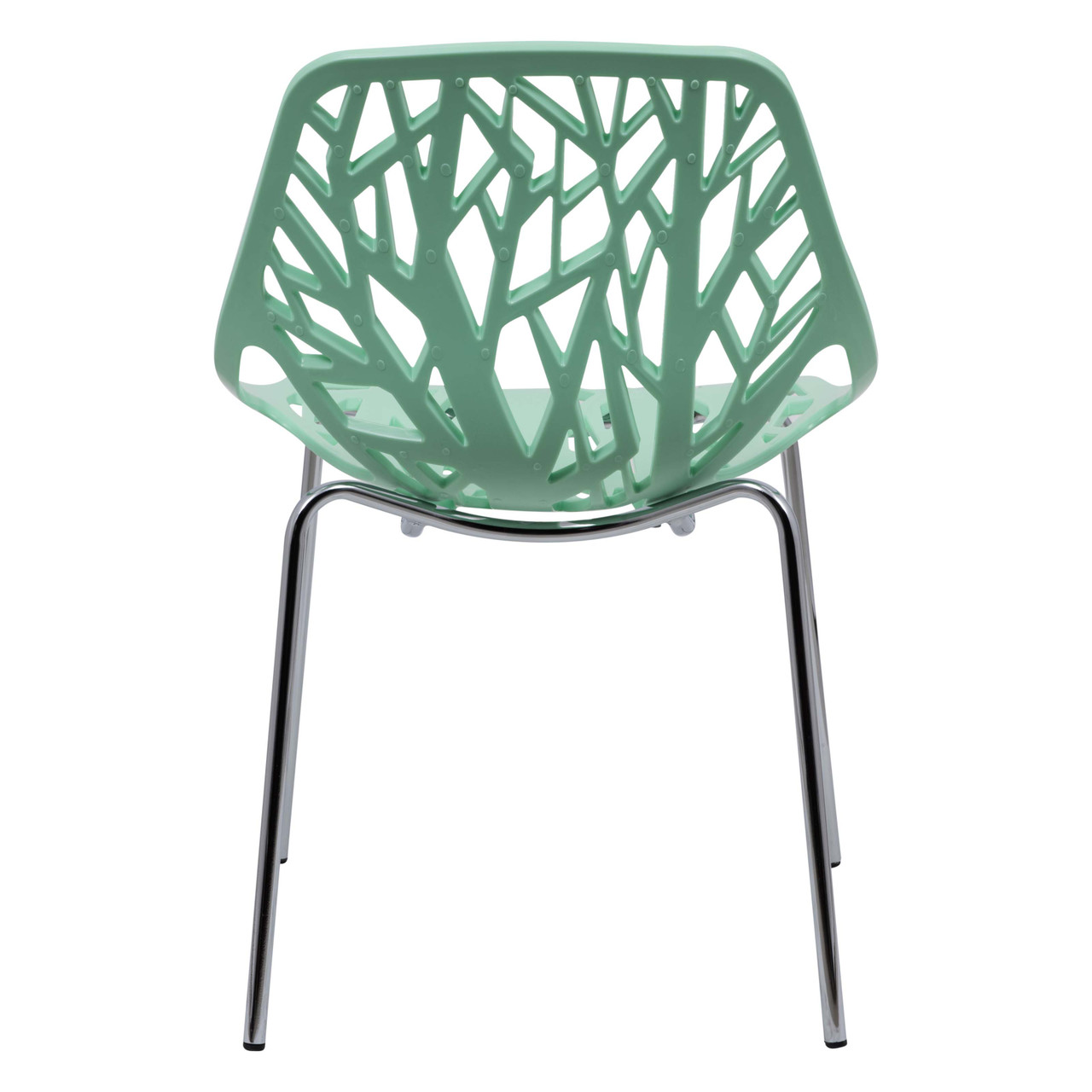 Light Green Plastic Chair With Chromed Metal Legs-PP Chair