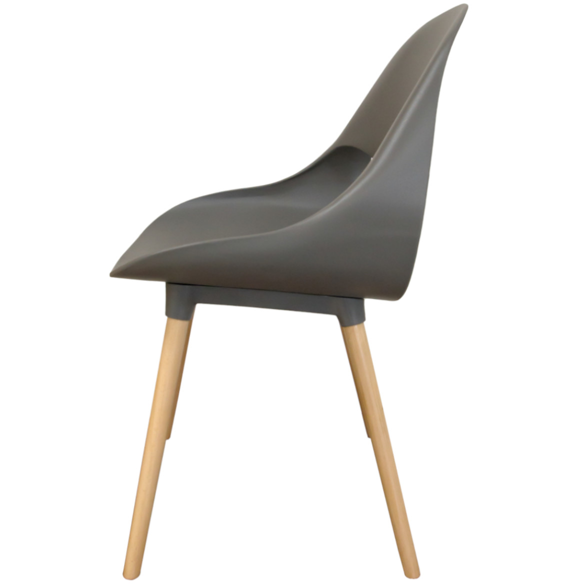 Ergonomic Dark Grey Plastic Kitchen Chair With Wood Feet-PP Chair
