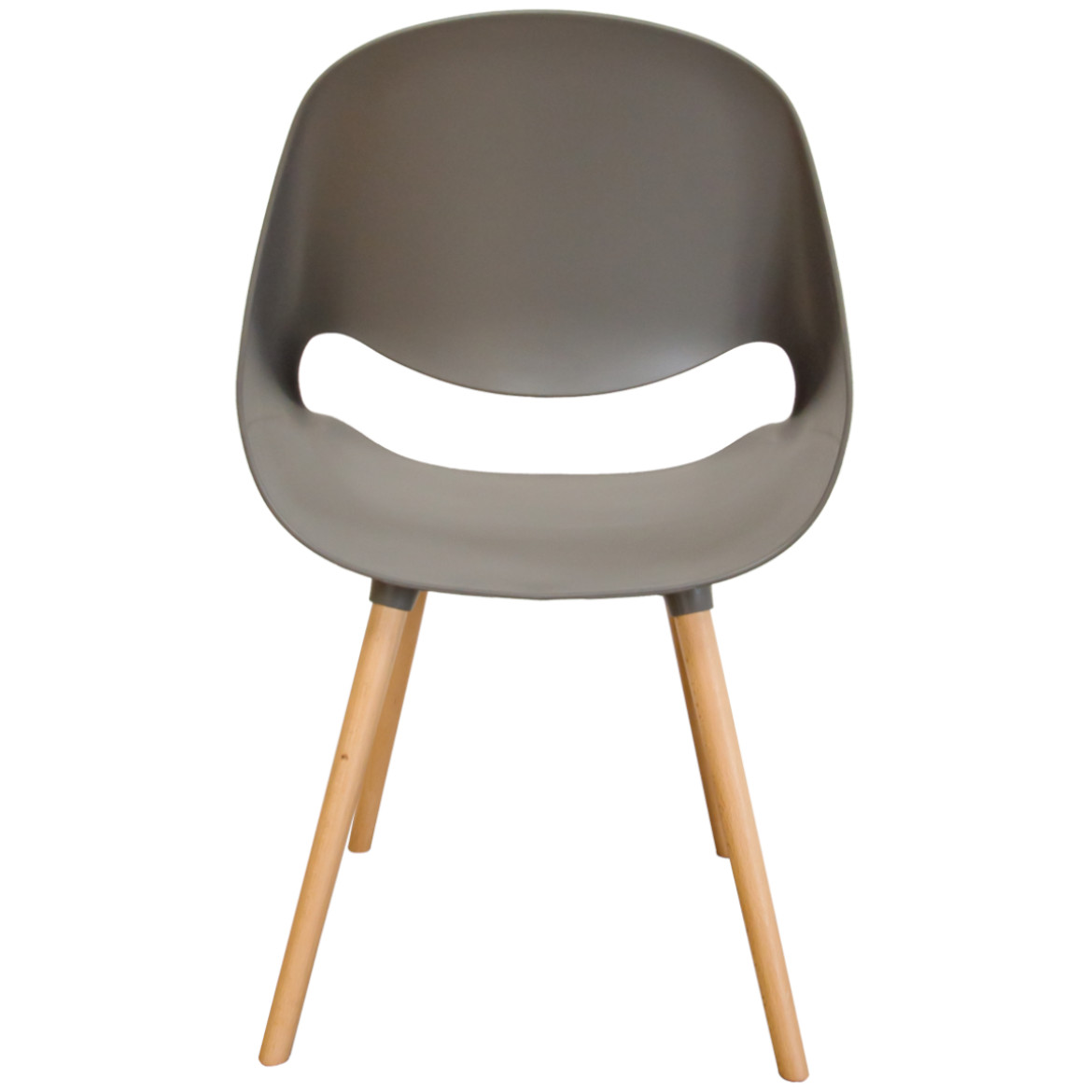 Ergonomic Dark Grey Plastic Kitchen Chair With Wood Feet-PP Chair