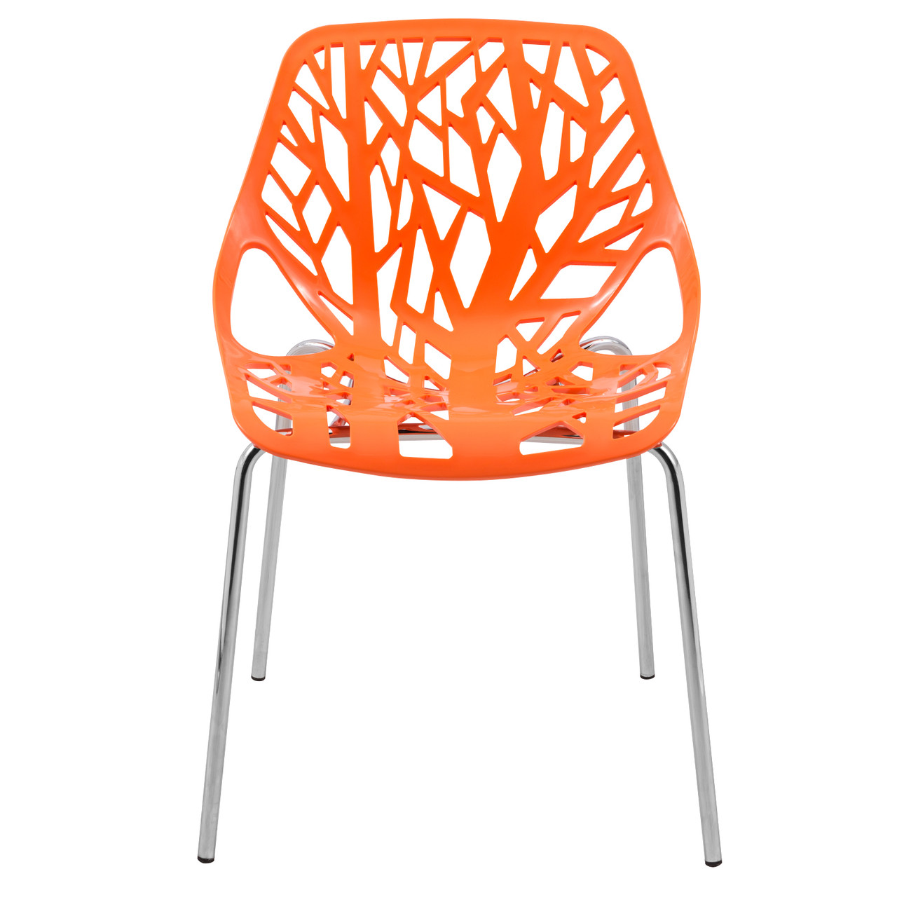 Orange Plastic Chair With Chromed Metal Legs-PP Chair
