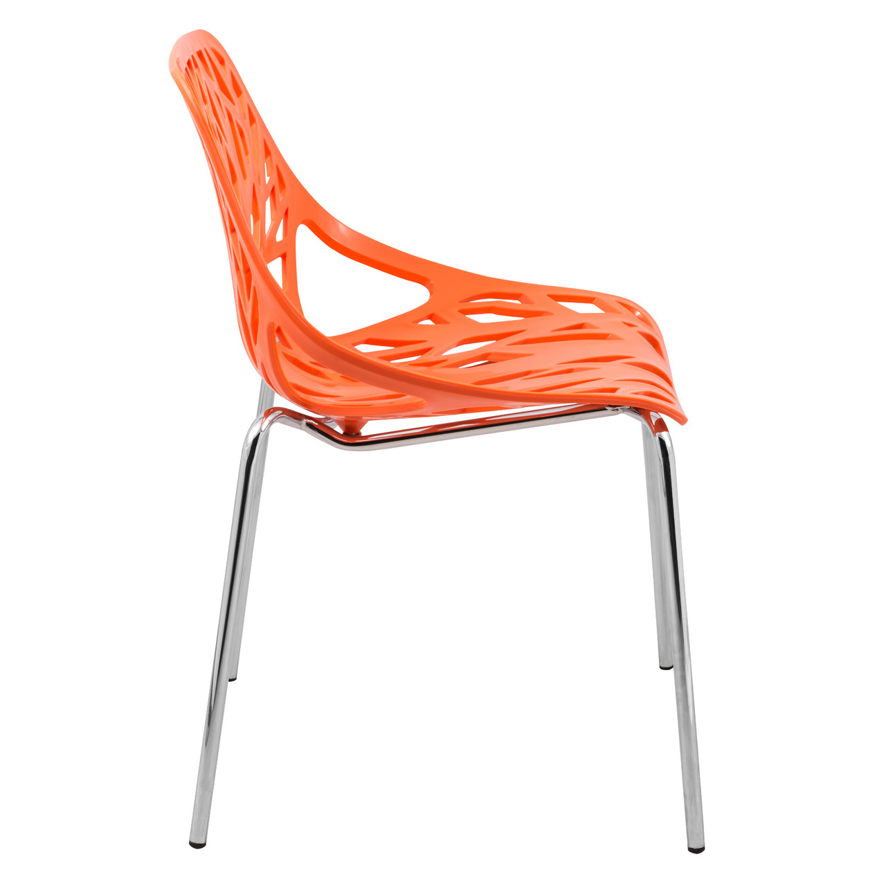 Orange Plastic Chair With Chromed Metal Legs-PP Chair