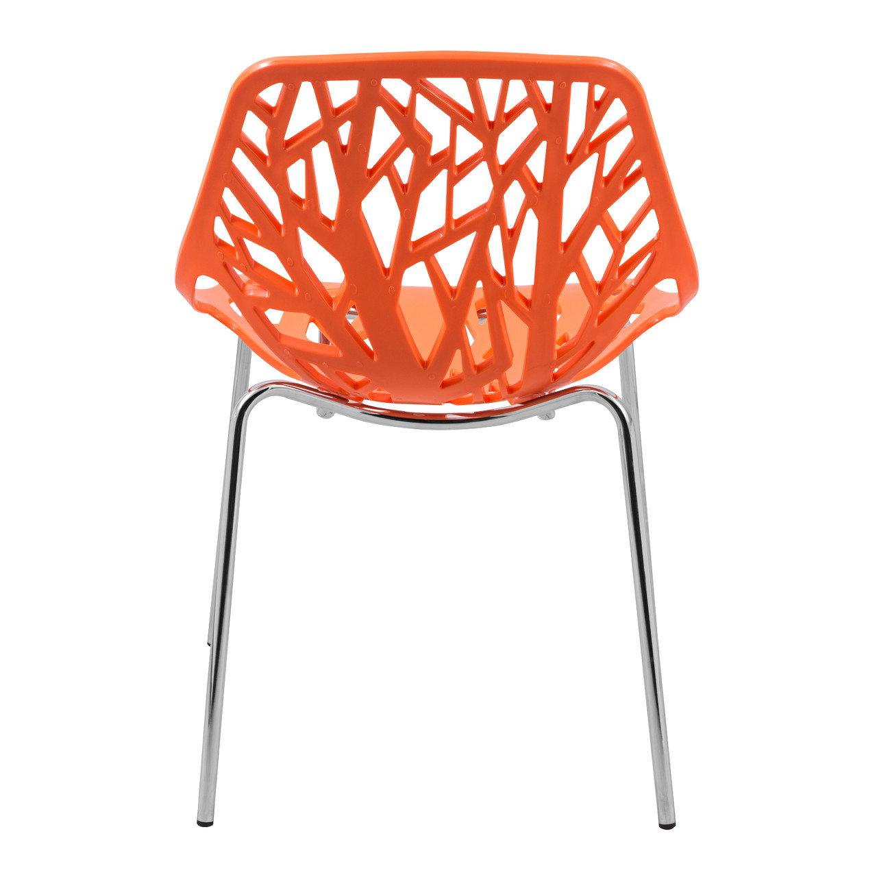 Orange Plastic Chair With Chromed Metal Legs-PP Chair