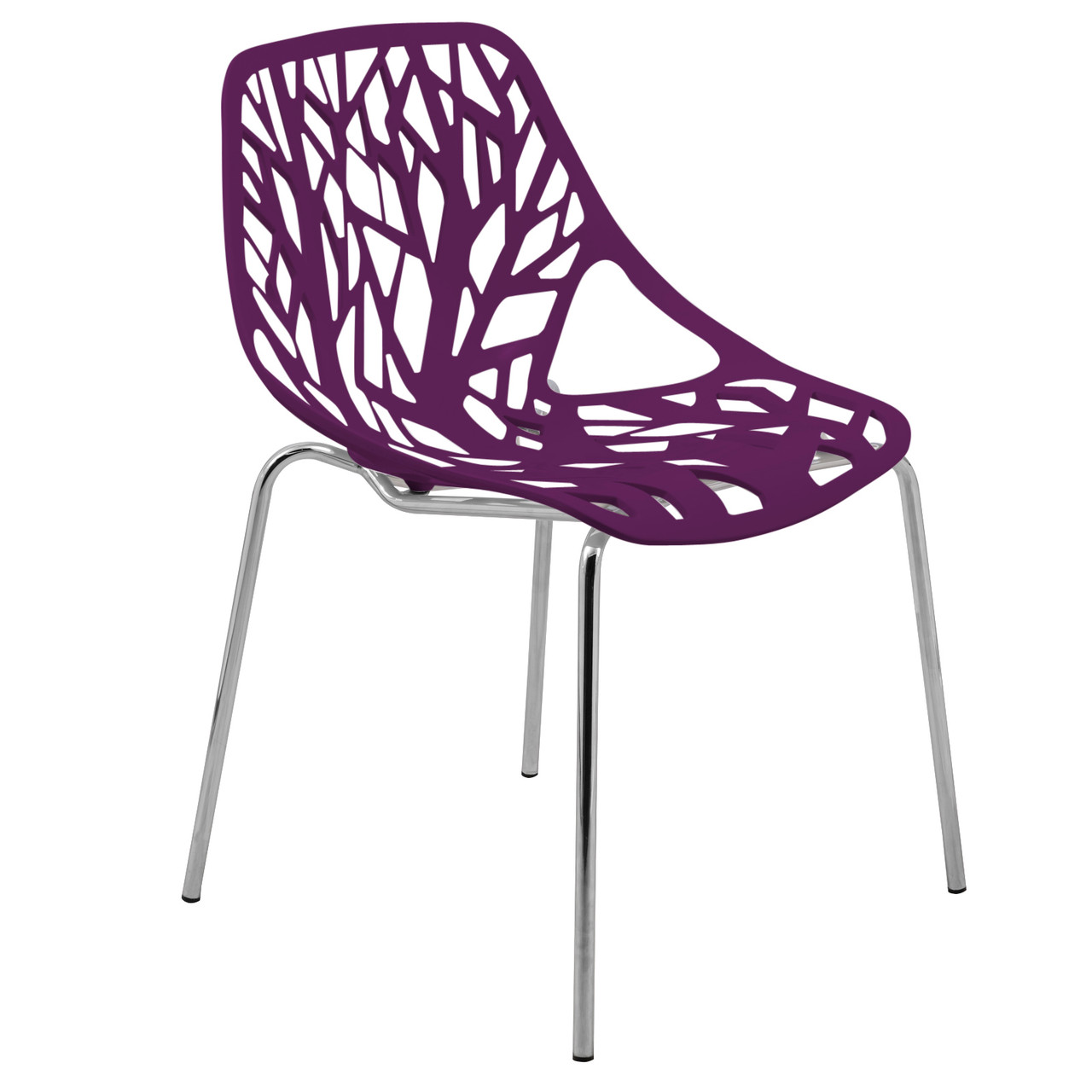 Purple Plastic Chair With Chromed Metal Legs-PP Chair
