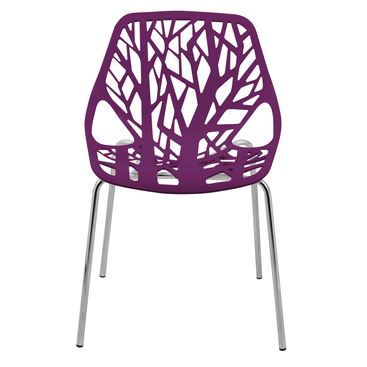 Purple Plastic Chair With Chromed Metal Legs-PP Chair