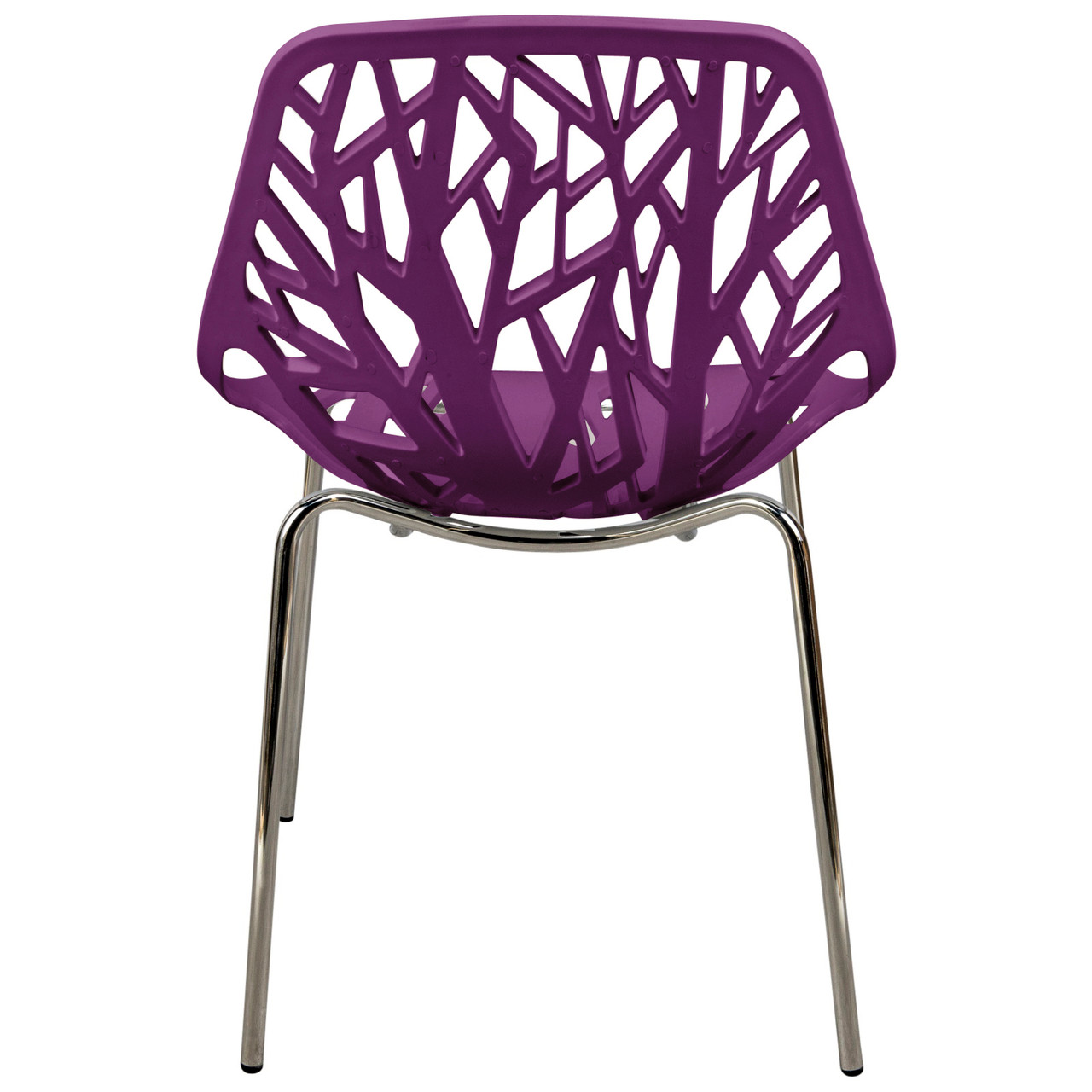 Purple Plastic Chair With Chromed Metal Legs-PP Chair