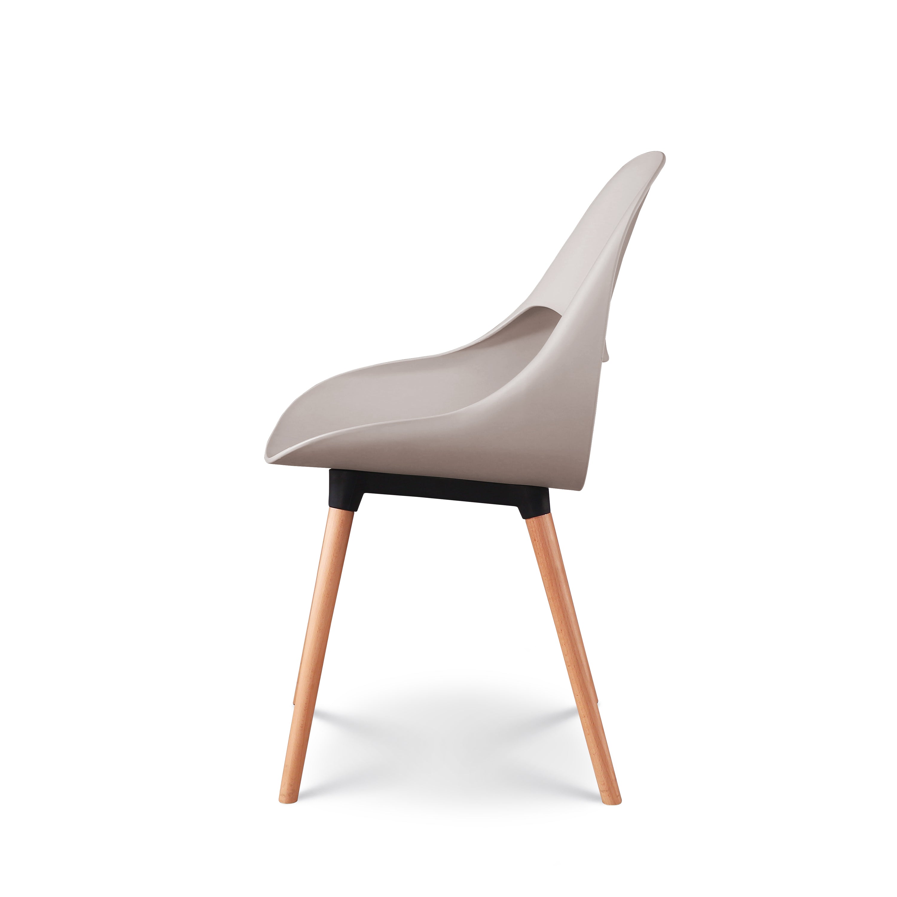 Ergonomic Taupe Plastic Kitchen Chair With Wood Feet-PP Chair