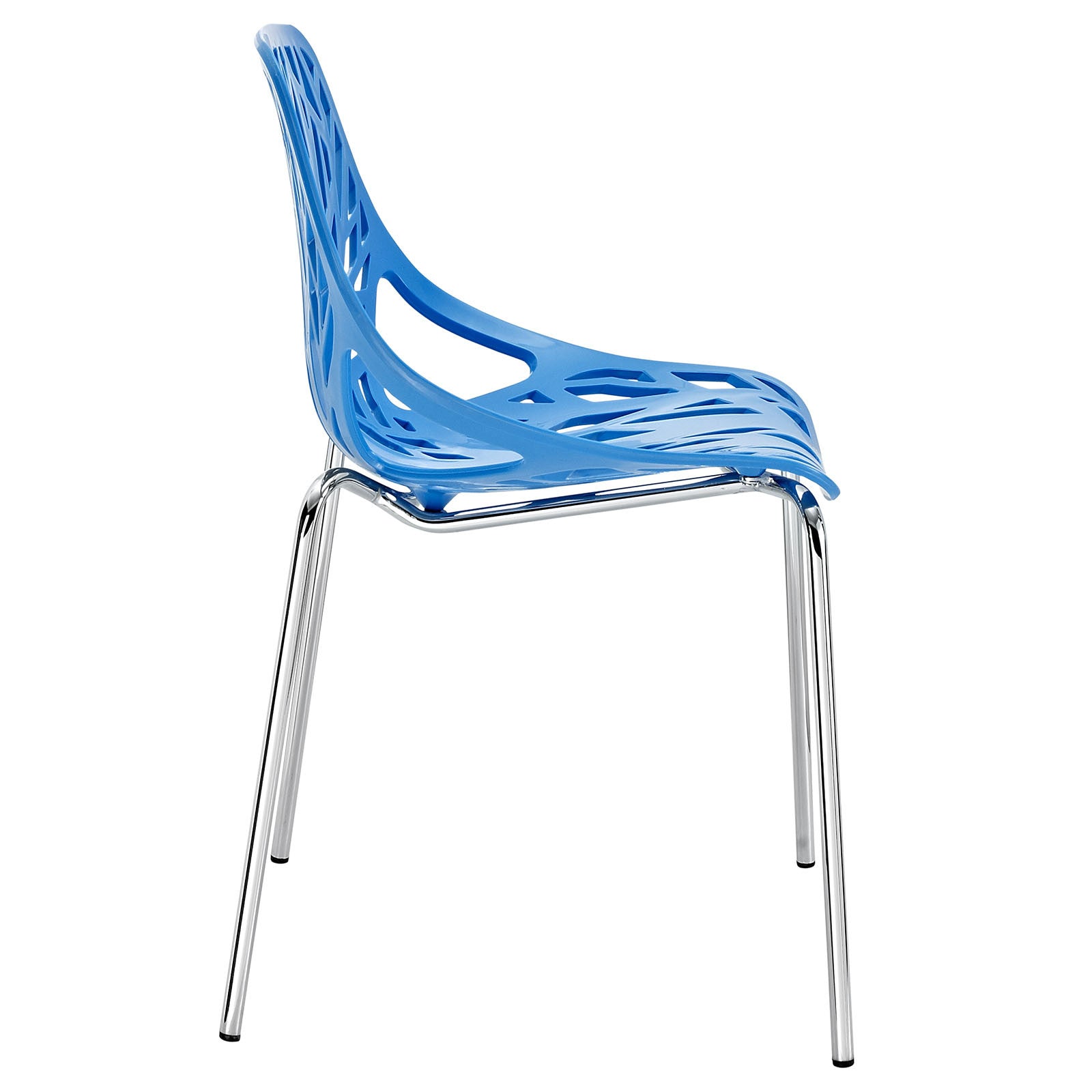 Blue Plastic Chair With Chromed Metal Legs-PP Chair