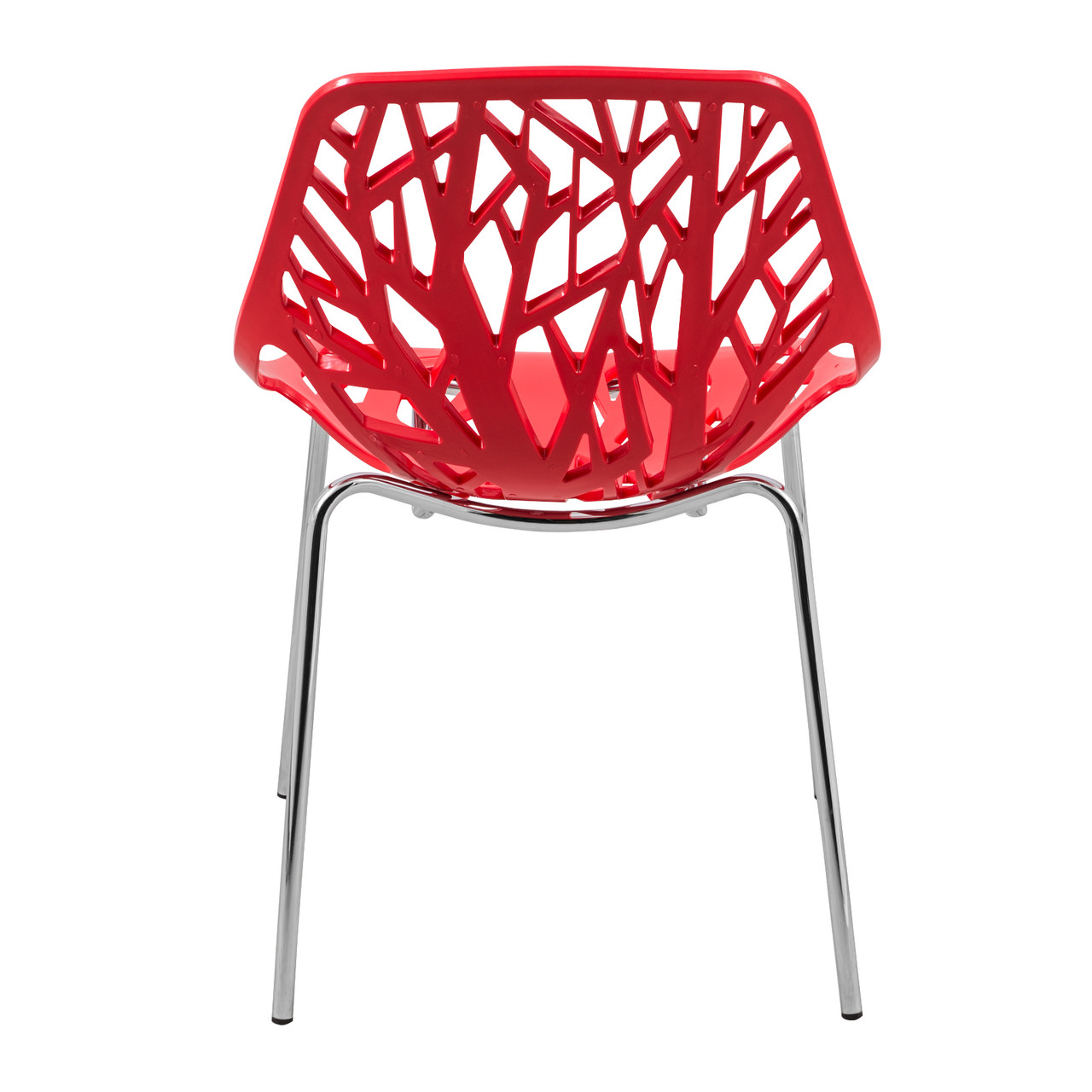 Red Plastic Chair With Chromed Metal Legs-PP Chair