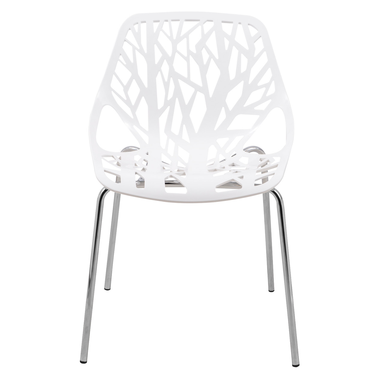 White Plastic Chair With Chromed Metal Legs-PP Chair