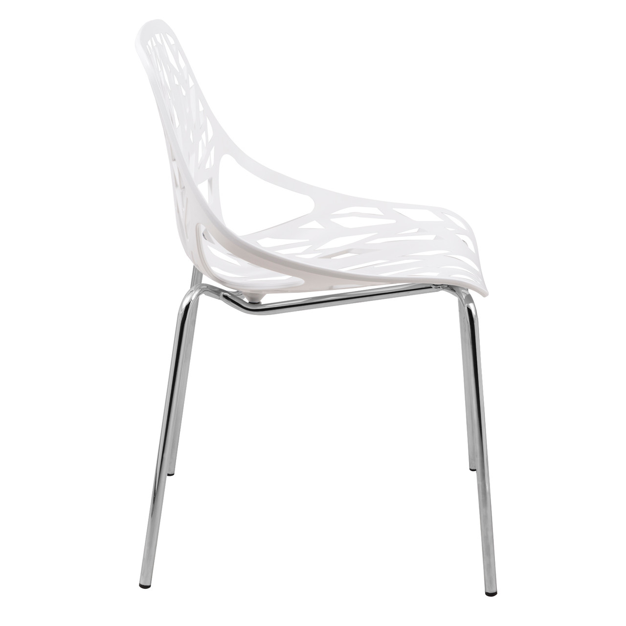 White Plastic Chair With Chromed Metal Legs-PP Chair