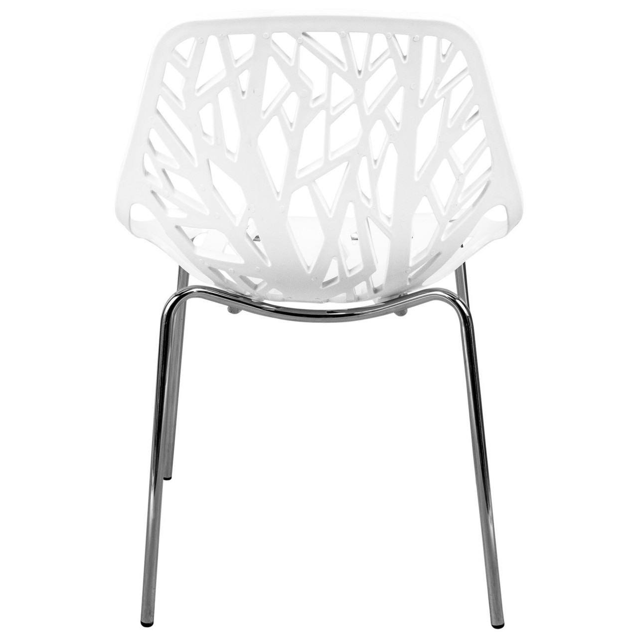 White Plastic Chair With Chromed Metal Legs-PP Chair