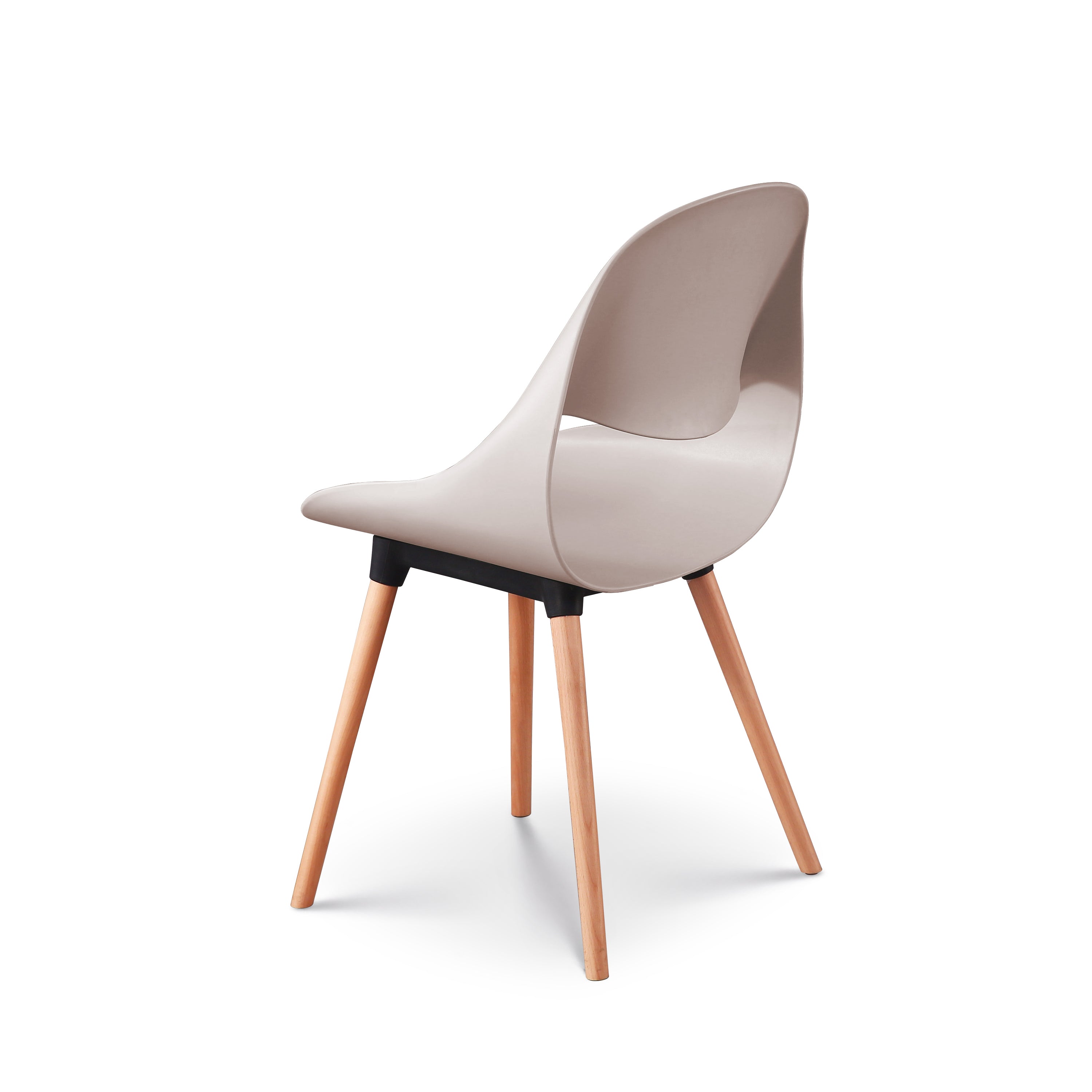 Ergonomic Taupe Plastic Kitchen Chair With Wood Feet-PP Chair