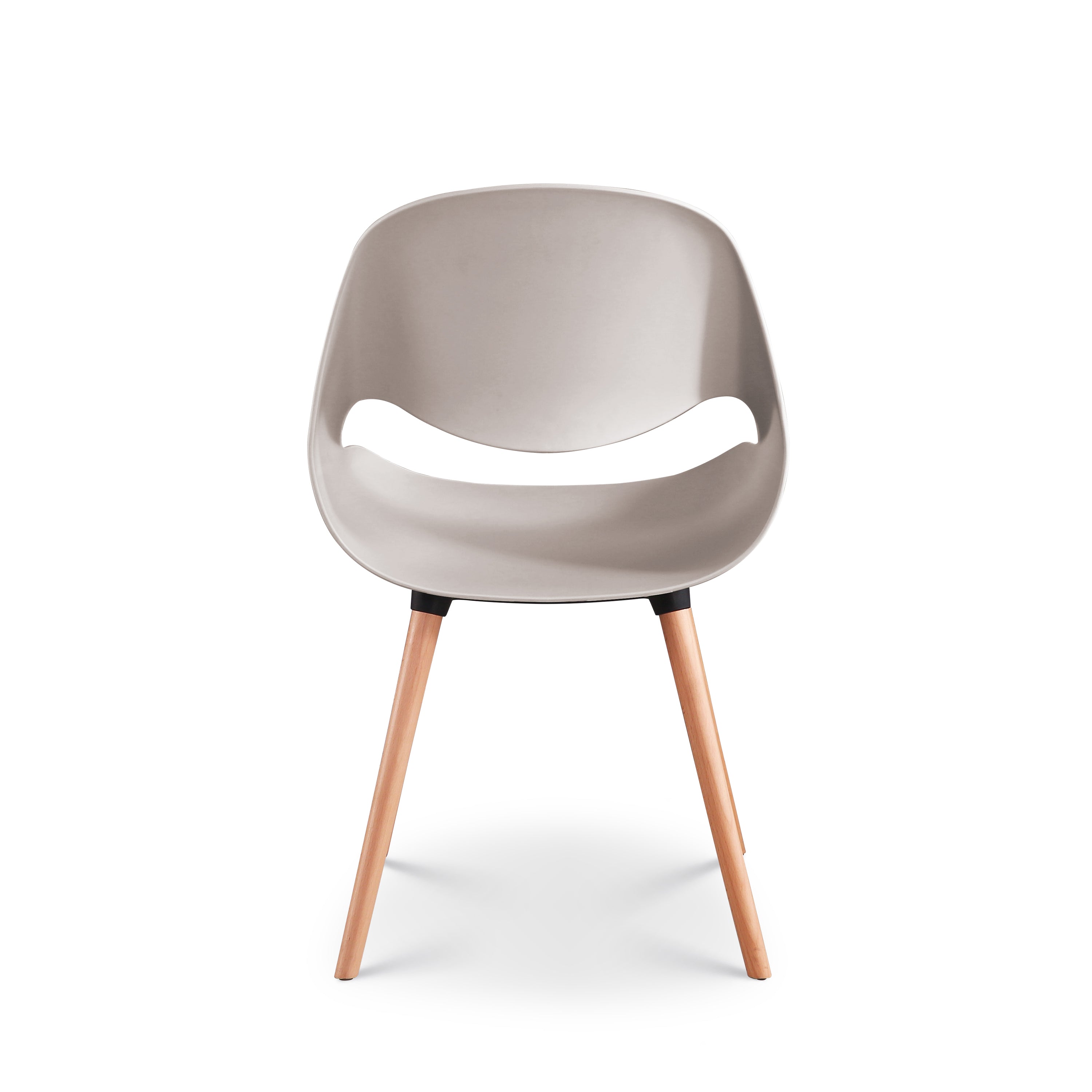 Ergonomic Taupe Plastic Kitchen Chair With Wood Feet-PP Chair