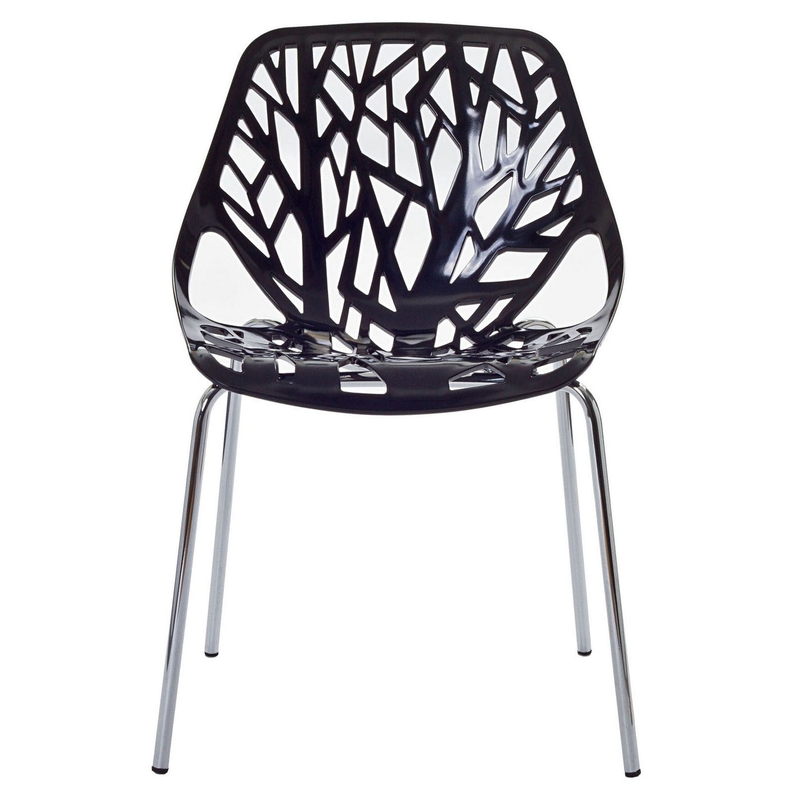 Black Plastic Chair With Chromed Metal Legs-PP Chair