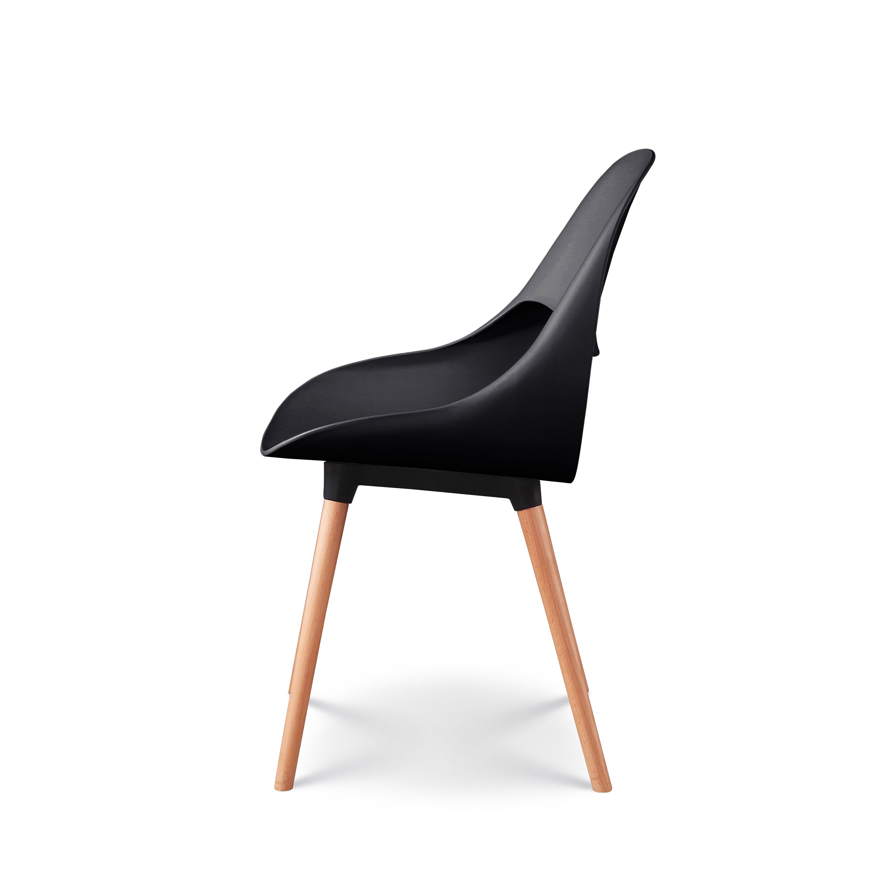 Ergonomic Black Plastic Kitchen Chair With Wood Feet-PP Chair