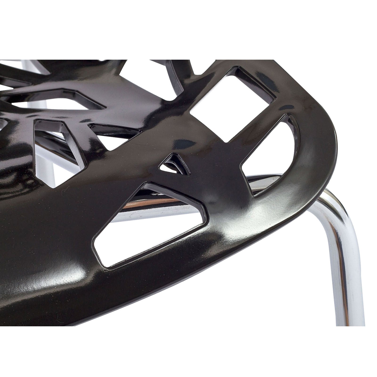 Black Plastic Chair With Chromed Metal Legs-PP Chair