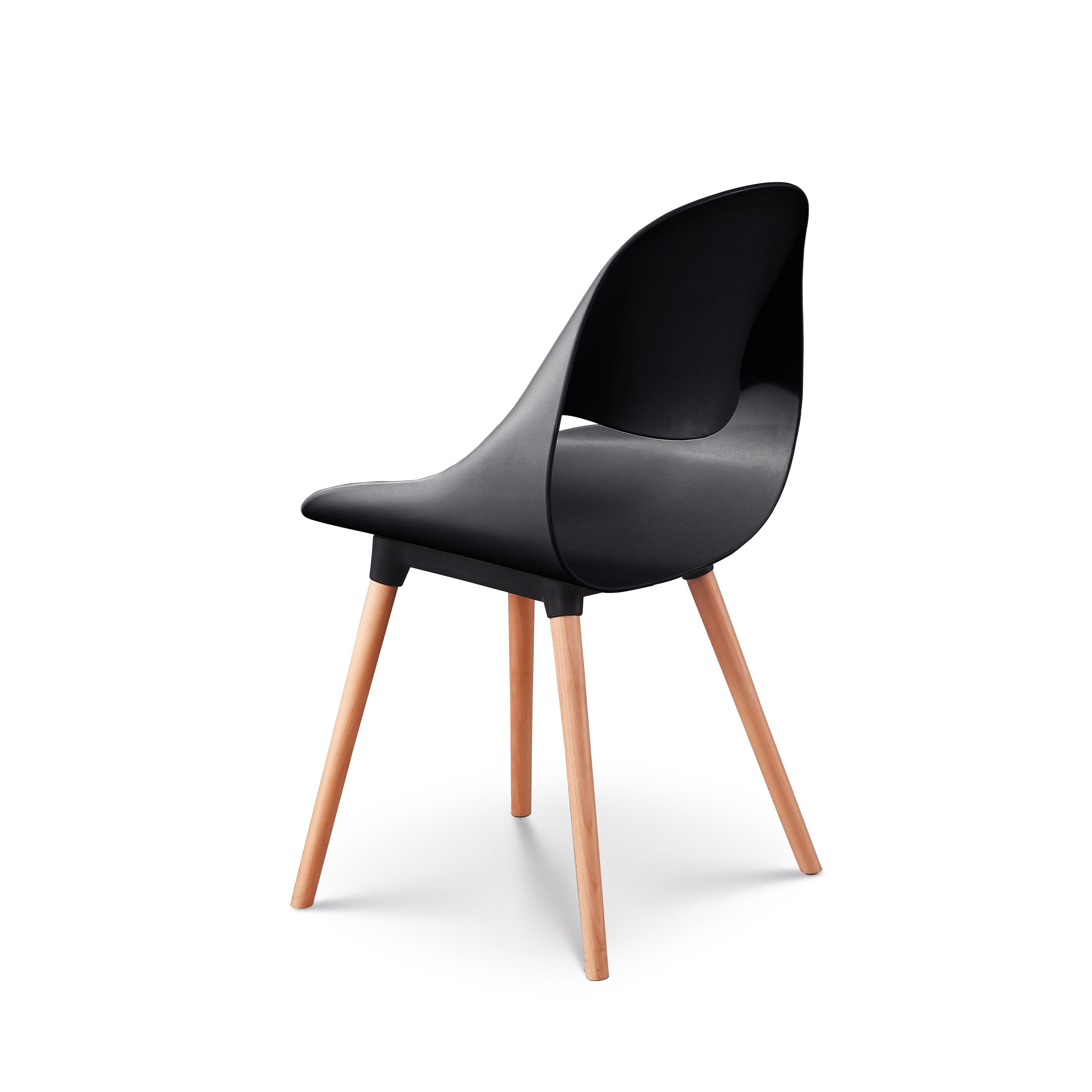 Ergonomic Black Plastic Kitchen Chair With Wood Feet-PP Chair