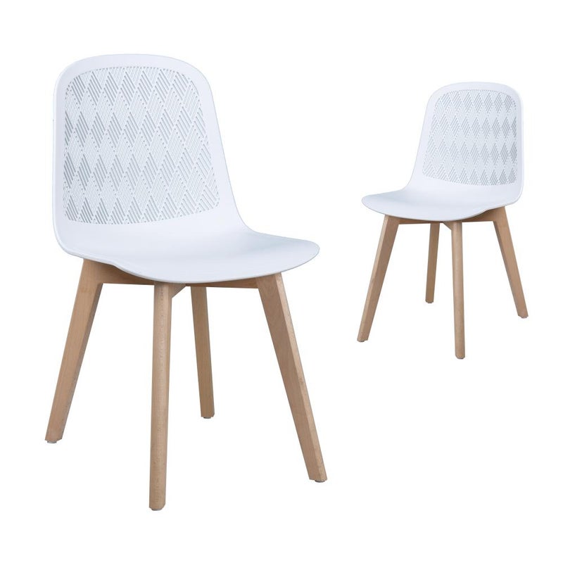 White Polypropylene Side Chair With Wood Feet-PP Chair