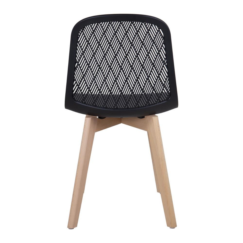 Black Polypropylene Side Chair With Wood Feet-PP Chair