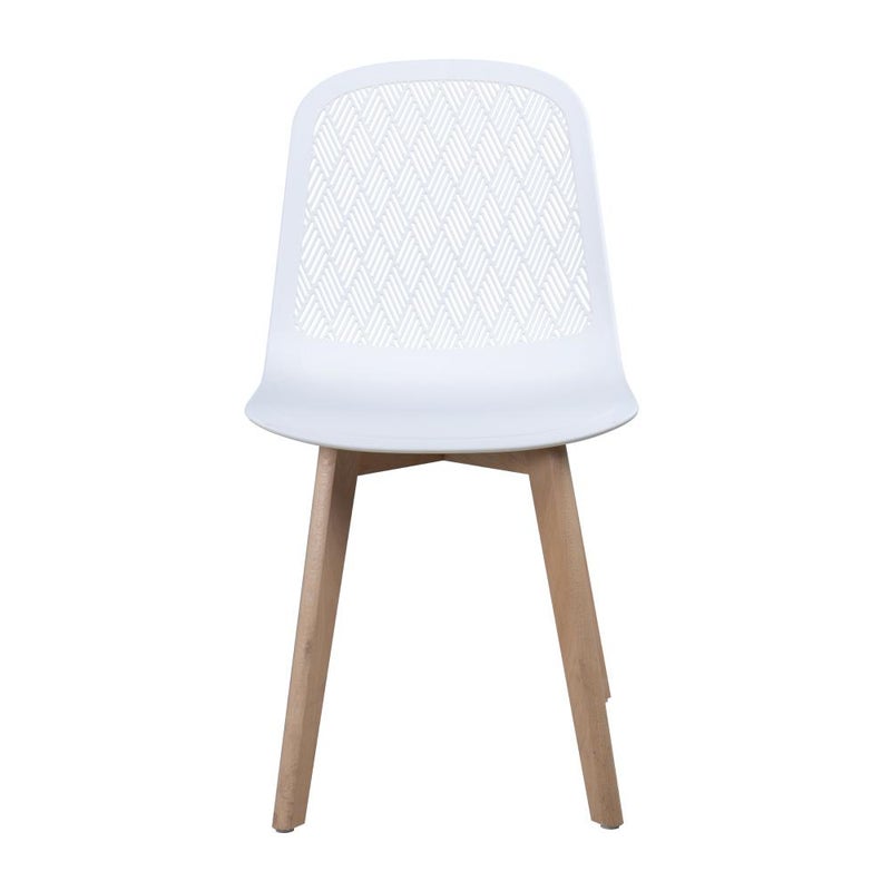 White Polypropylene Side Chair With Wood Feet-PP Chair