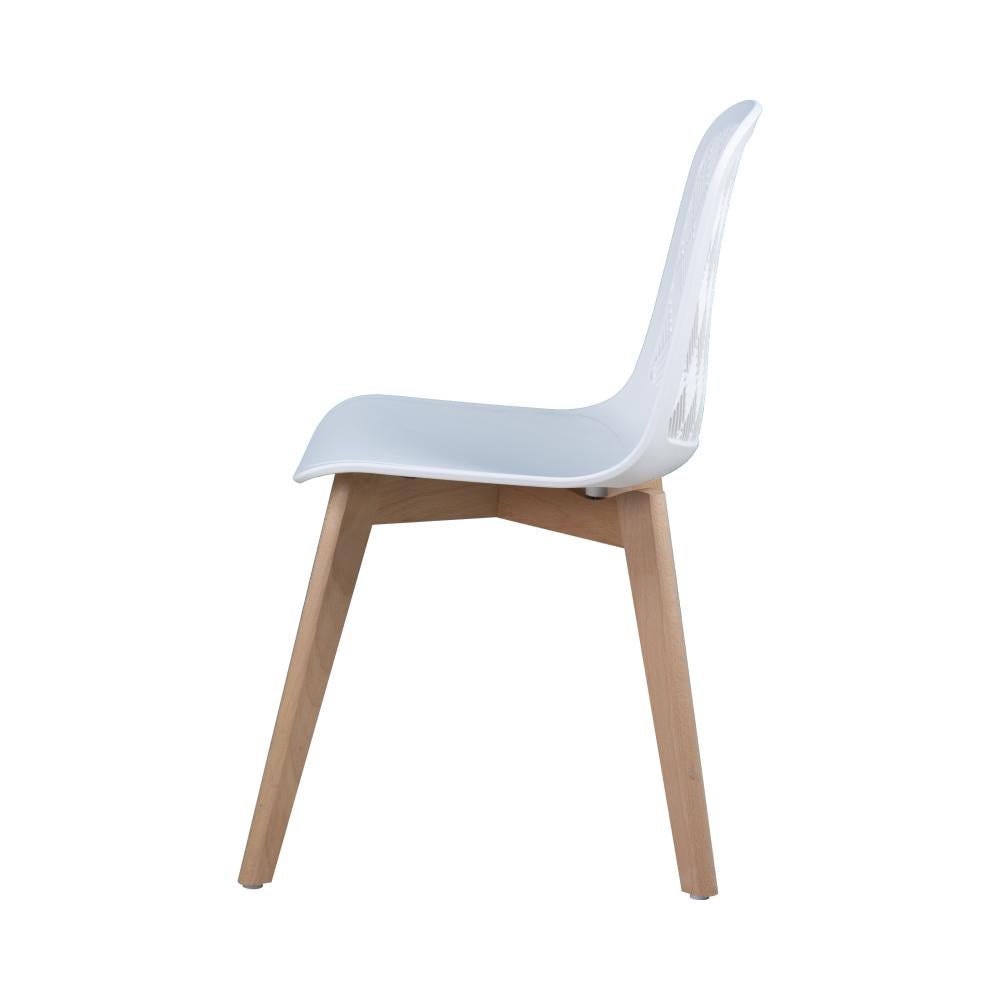 White Polypropylene Side Chair With Wood Feet-PP Chair