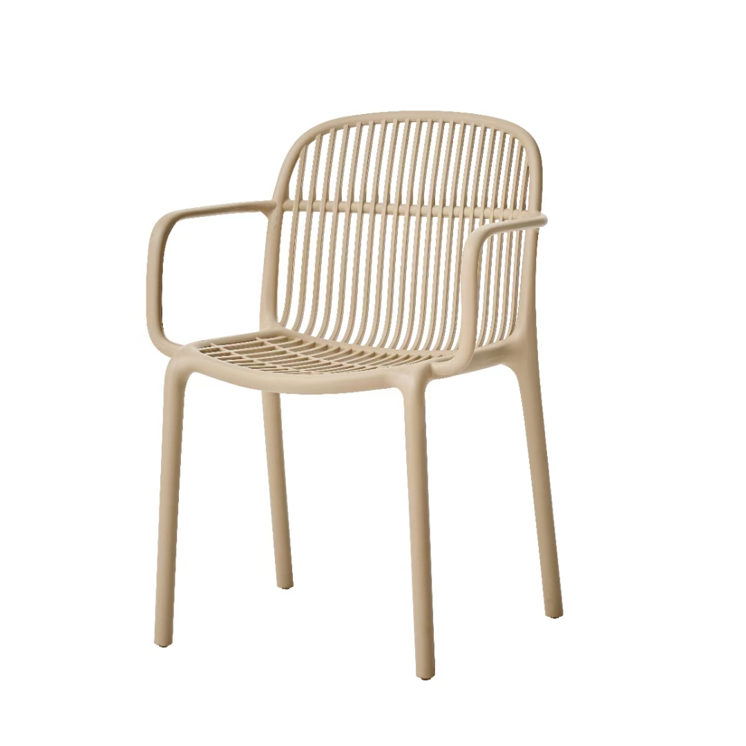 Taupe Plastic Armchair: Sophisticated, Durable & Ergonomic Seating for Every Space