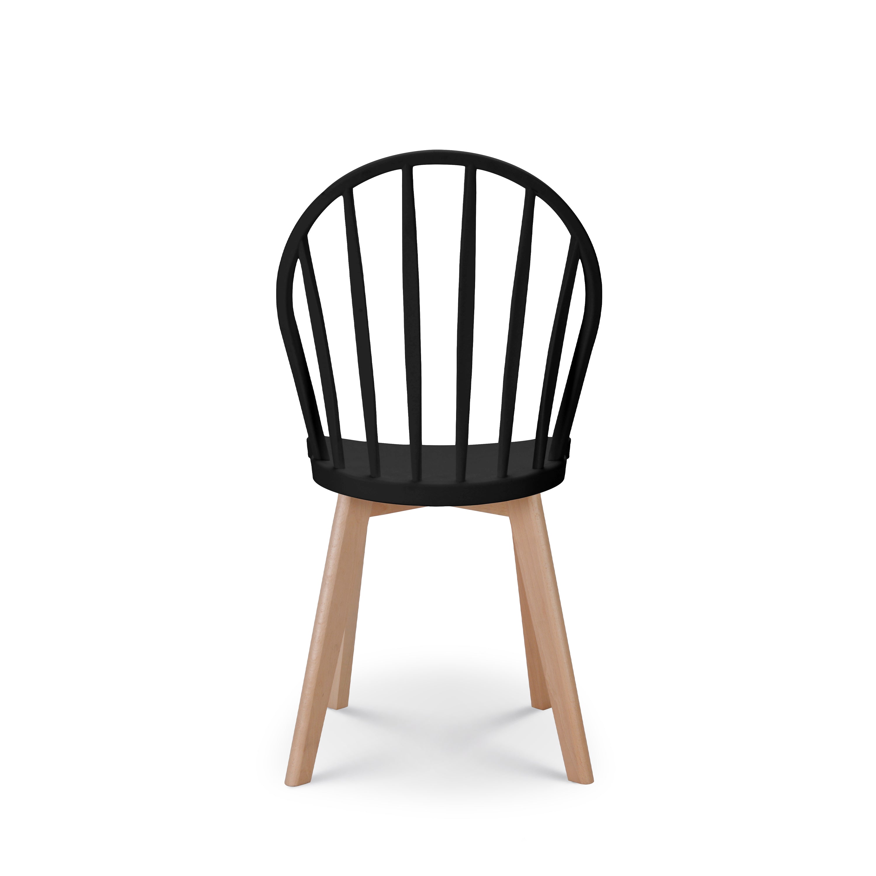 Black Plastic Dining Chair With Wood Feet-PP Chair
