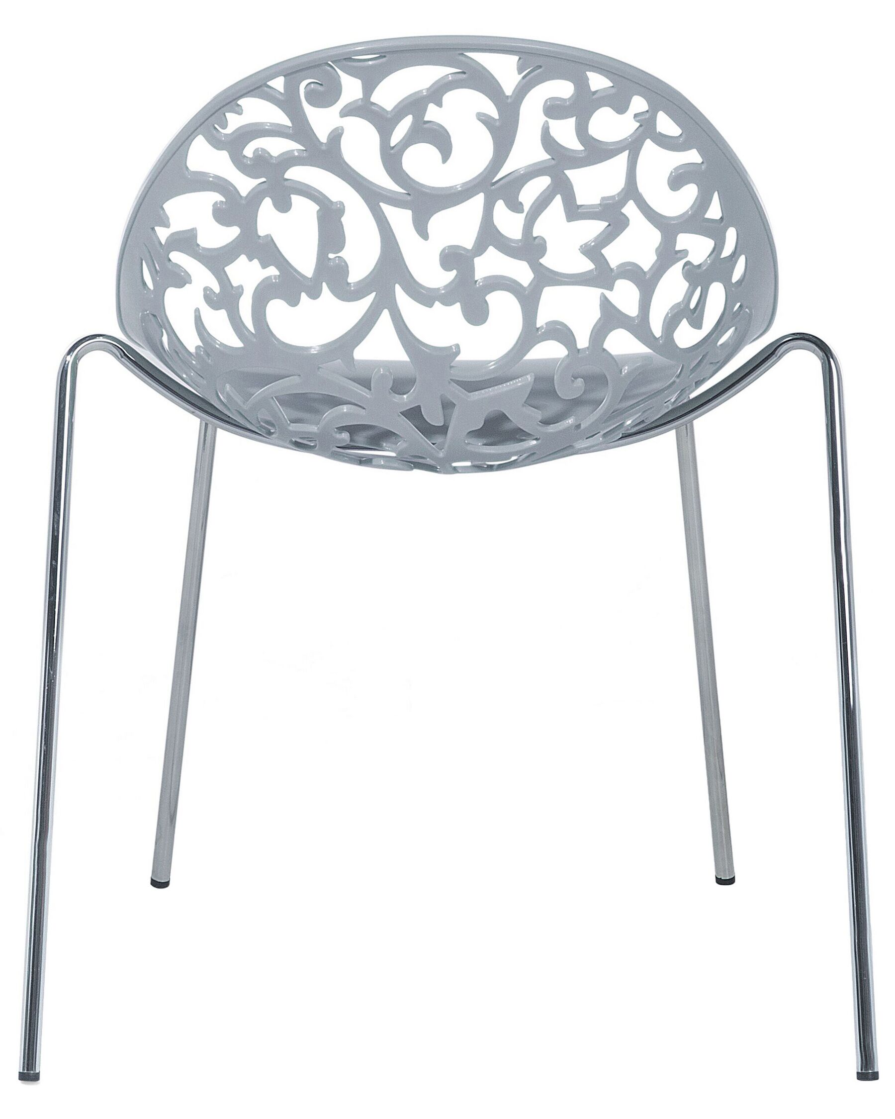Modern Grey Plastic Chair With Chromed Metal Feet-PP Chair