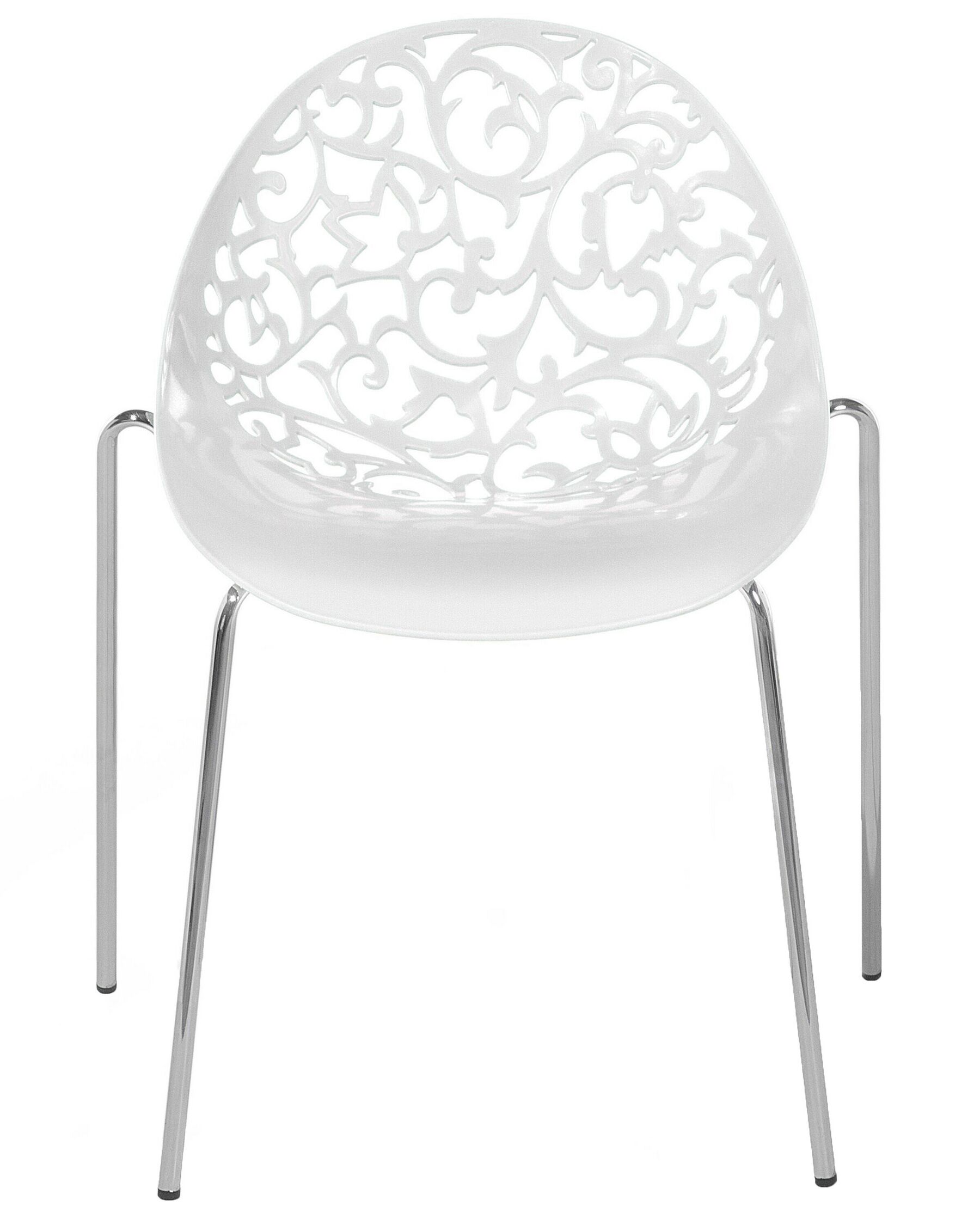 Modern White Plastic Chair With Chromed Metal Feet-PP Chair