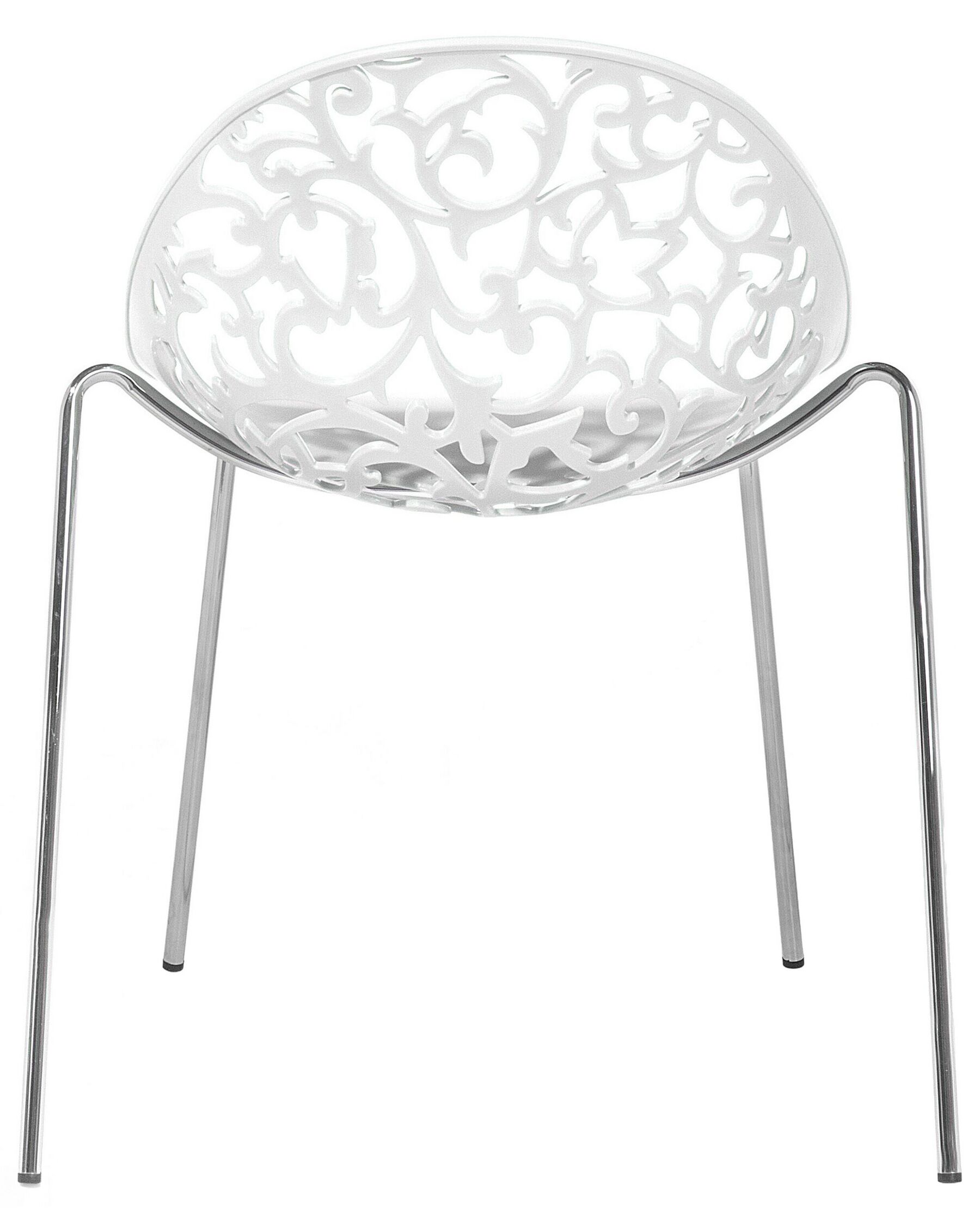 Modern White Plastic Chair With Chromed Metal Feet-PP Chair