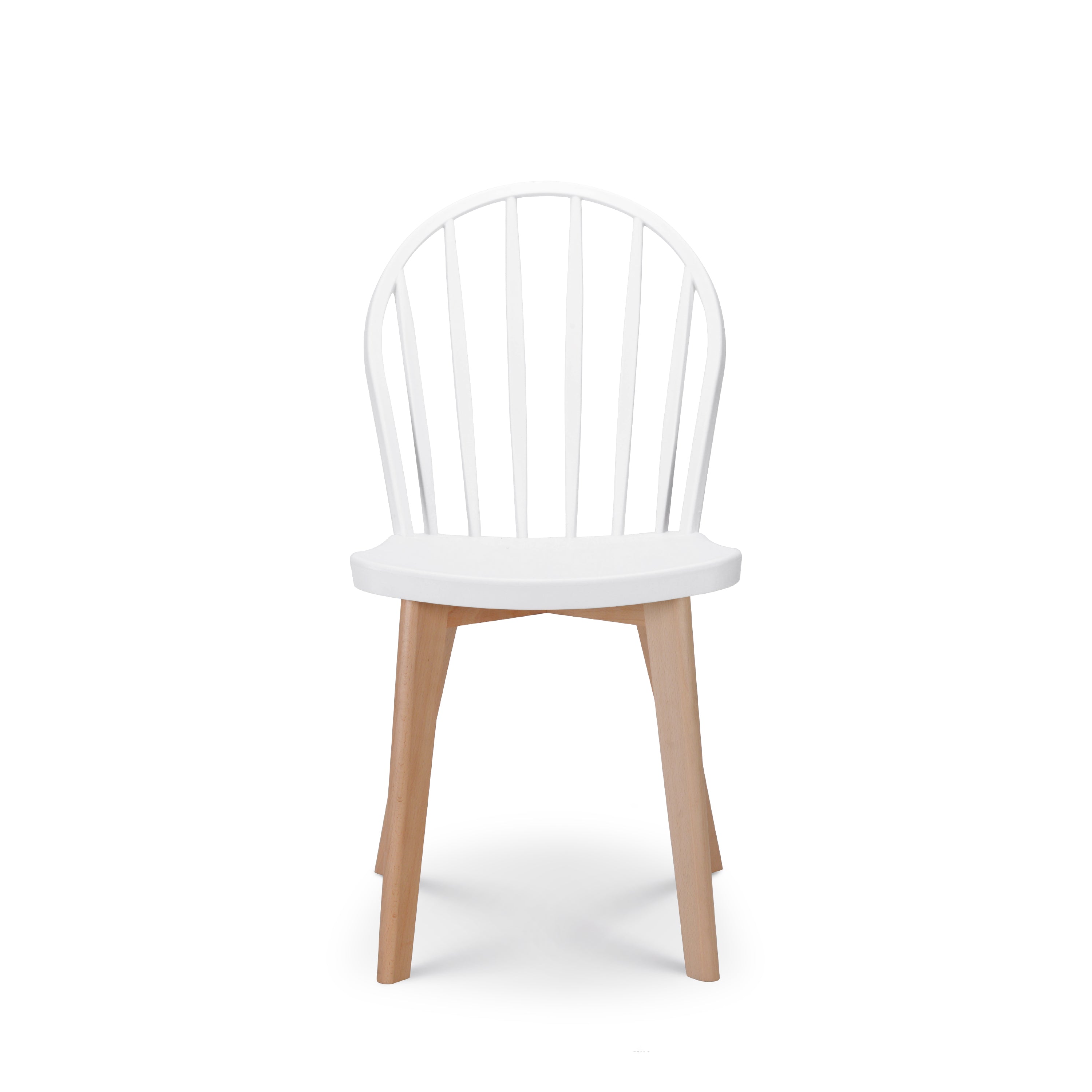 White Plastic Dining Chair With Wood Feet-PP Chair