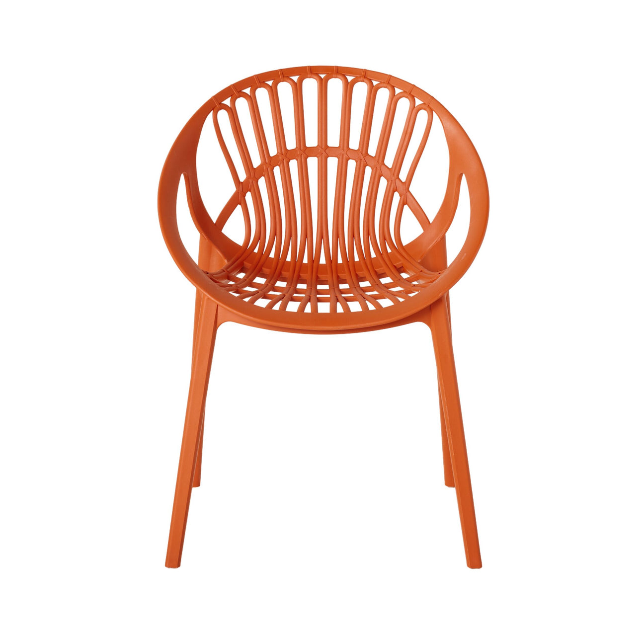 Orange Plastic Garden Chairs with Arms - Set of 2, Weather-Resistant Outdoor Patio Chairs for Lawn, Poolside & Terrace-PP Chair