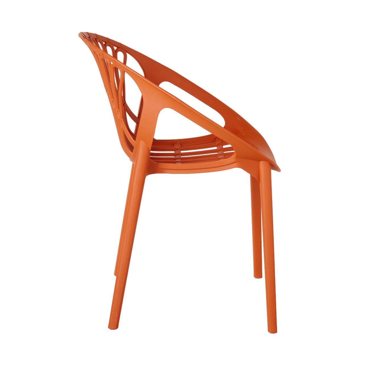 Orange Plastic Garden Chairs with Arms - Set of 2, Weather-Resistant Outdoor Patio Chairs for Lawn, Poolside & Terrace-PP Chair