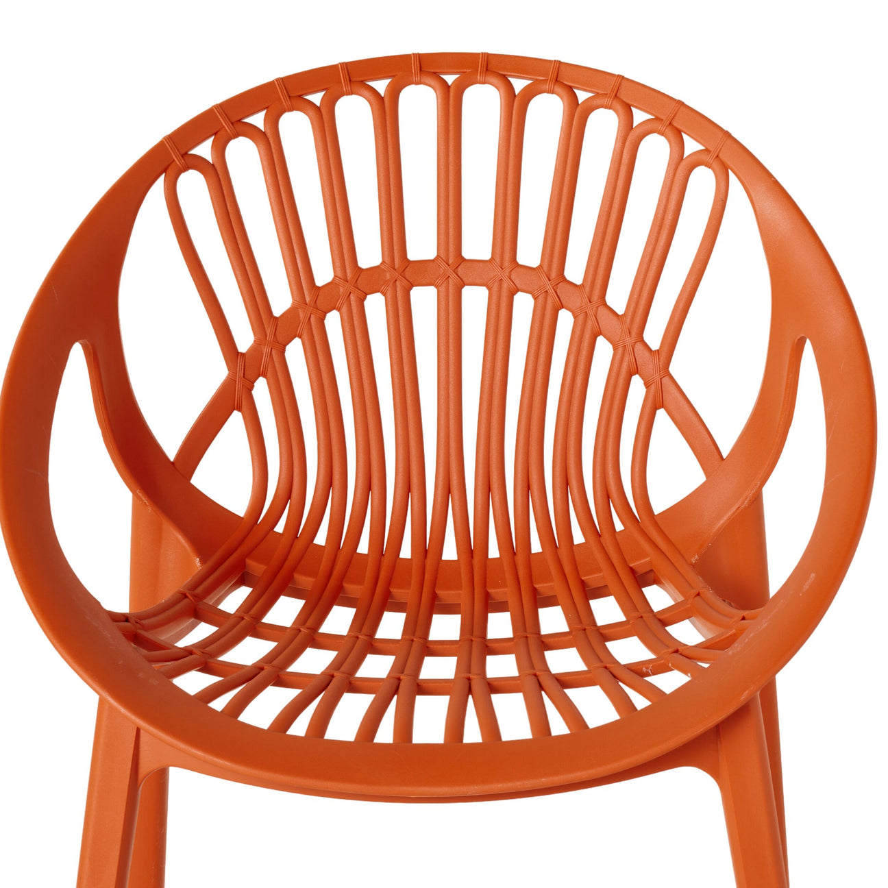 Orange Plastic Garden Chairs with Arms - Set of 2, Weather-Resistant Outdoor Patio Chairs for Lawn, Poolside & Terrace-PP Chair