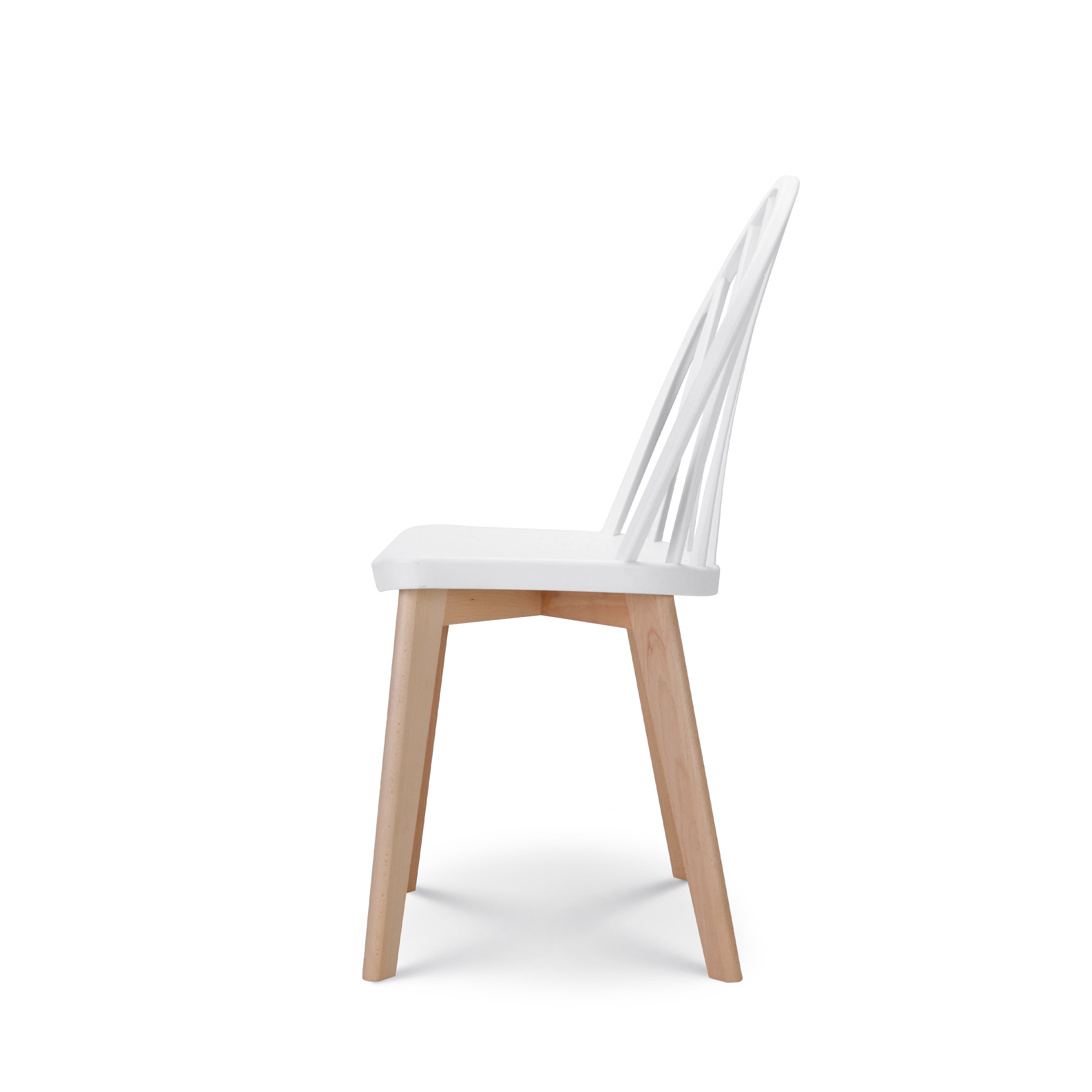 White Plastic Dining Chair With Wood Feet-PP Chair