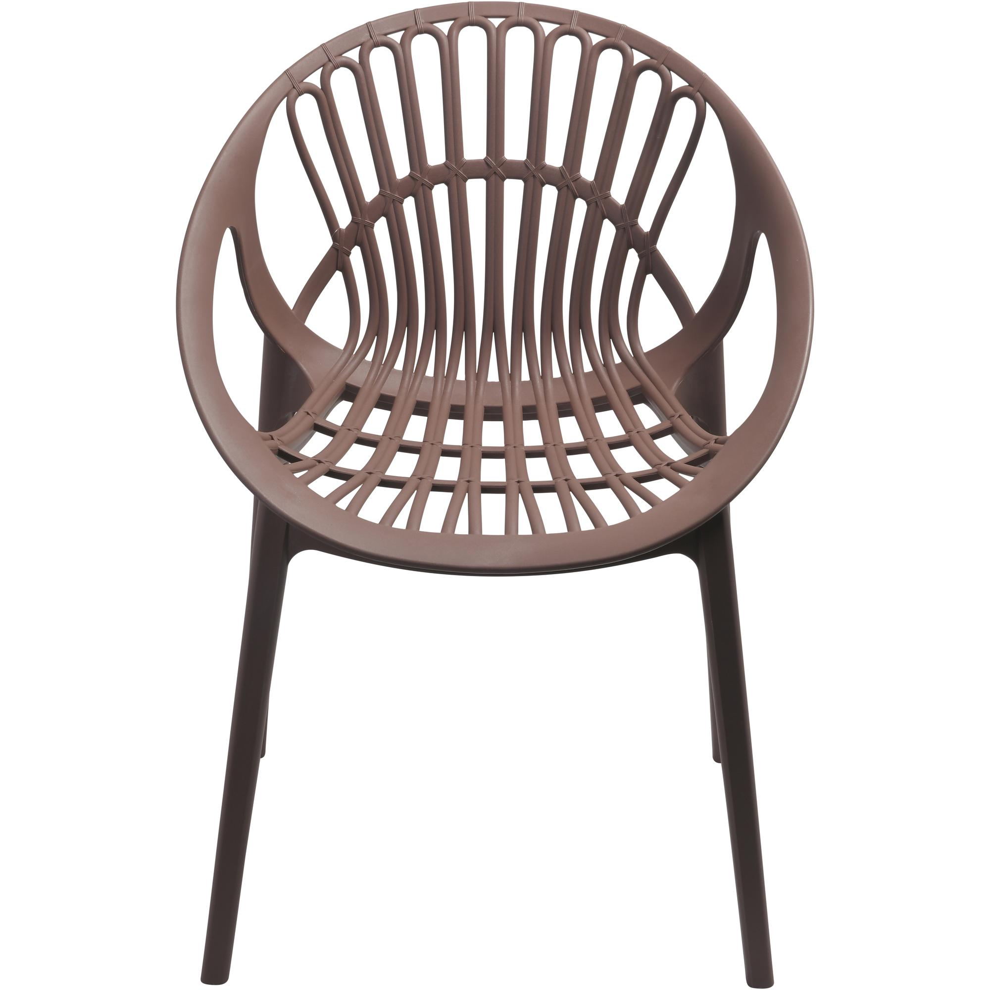 Brown Plastic Garden Chairs with Arms, All-Weather Outdoor Patio Chairs for Lawn, Terrace & Commercial Use-PP Chair