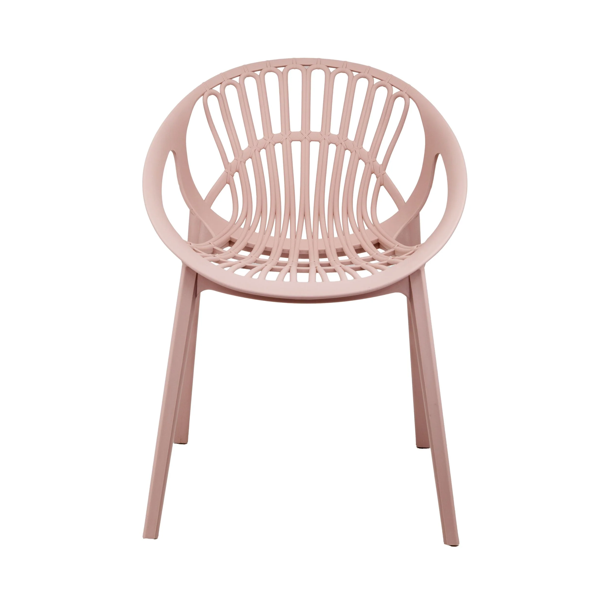 Pink Stackable Plastic Garden Chair with Armrests