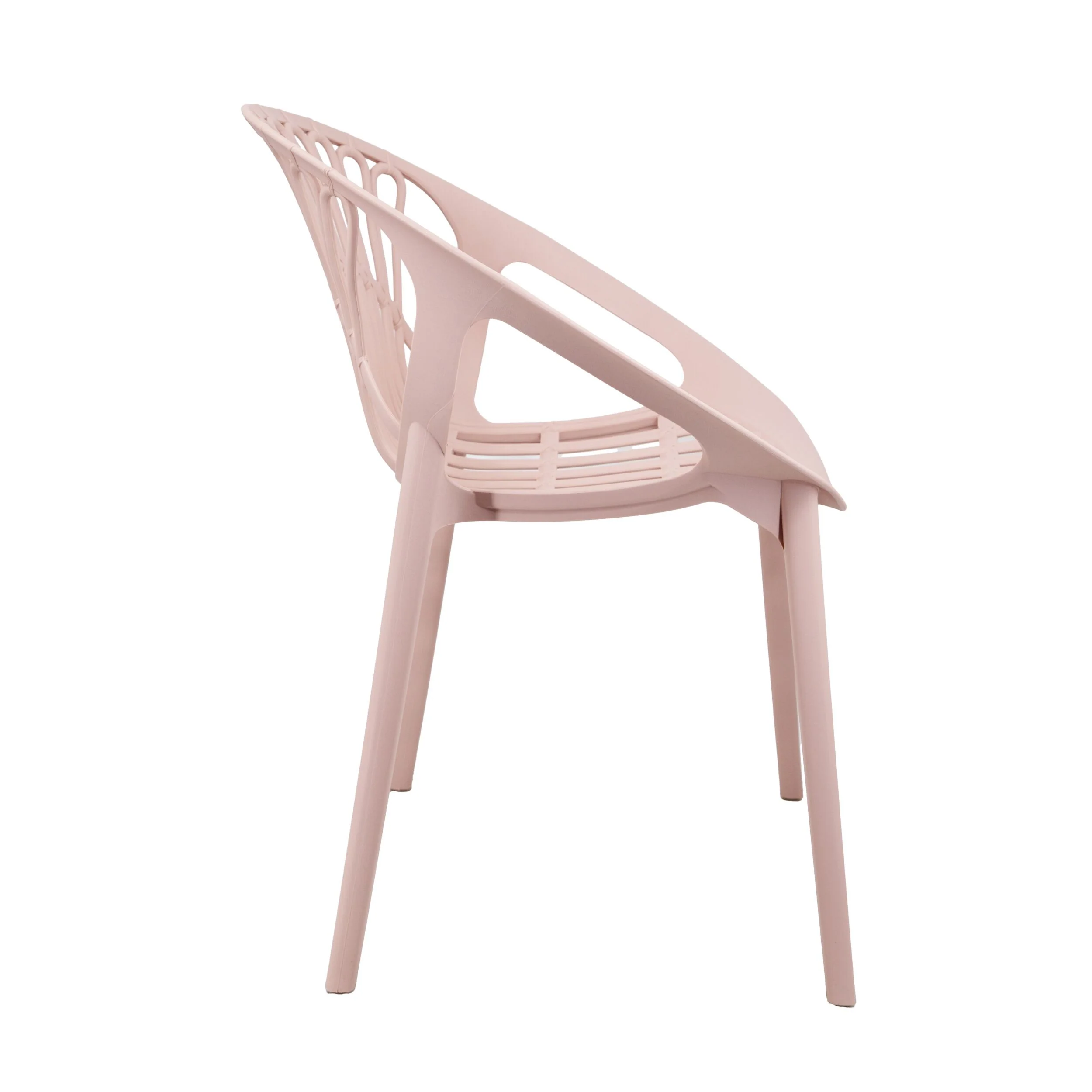 Pink Stackable Plastic Garden Chair with Armrests