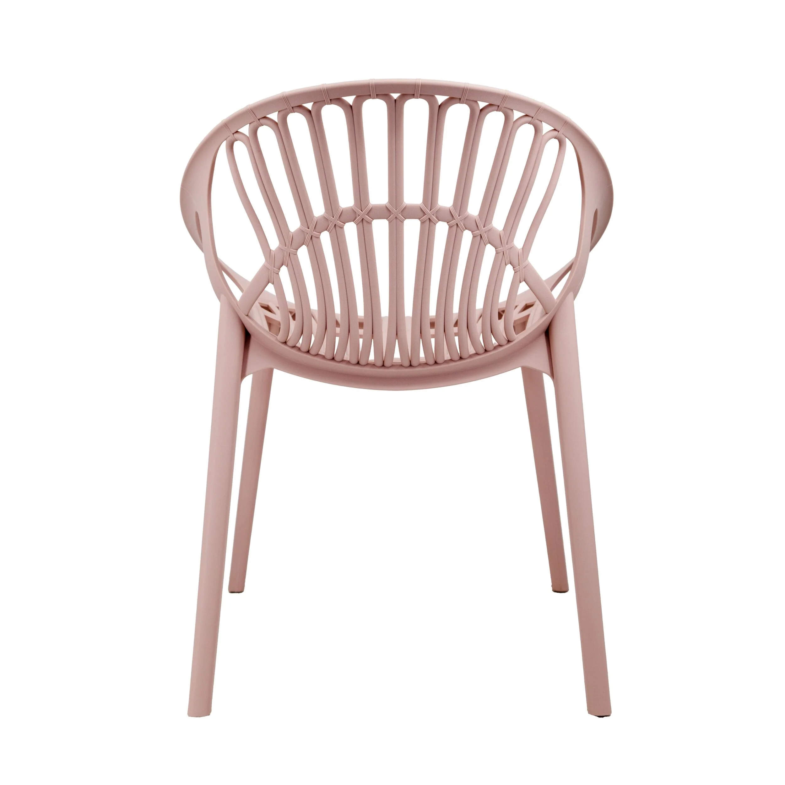 Pink Stackable Plastic Garden Chair with Armrests