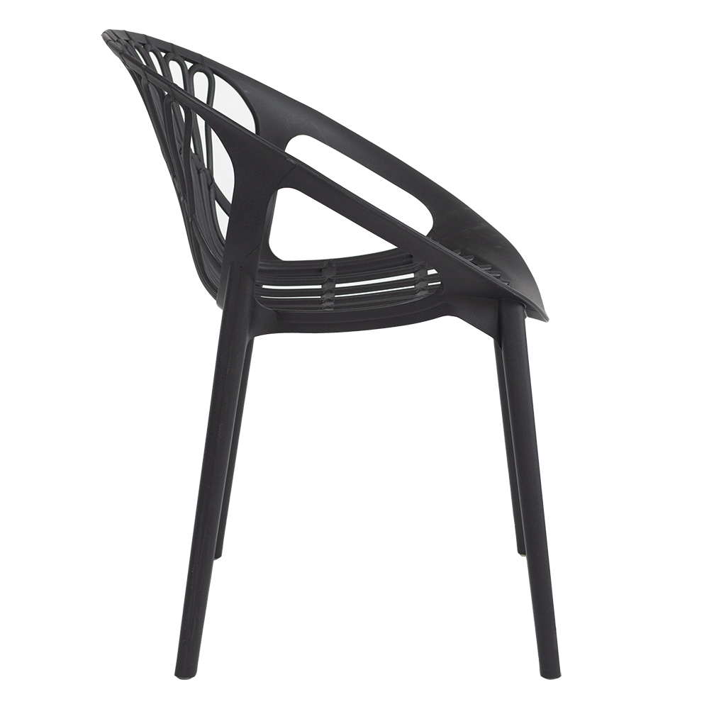 Black Stackable Plastic Garden Chairs with Arms